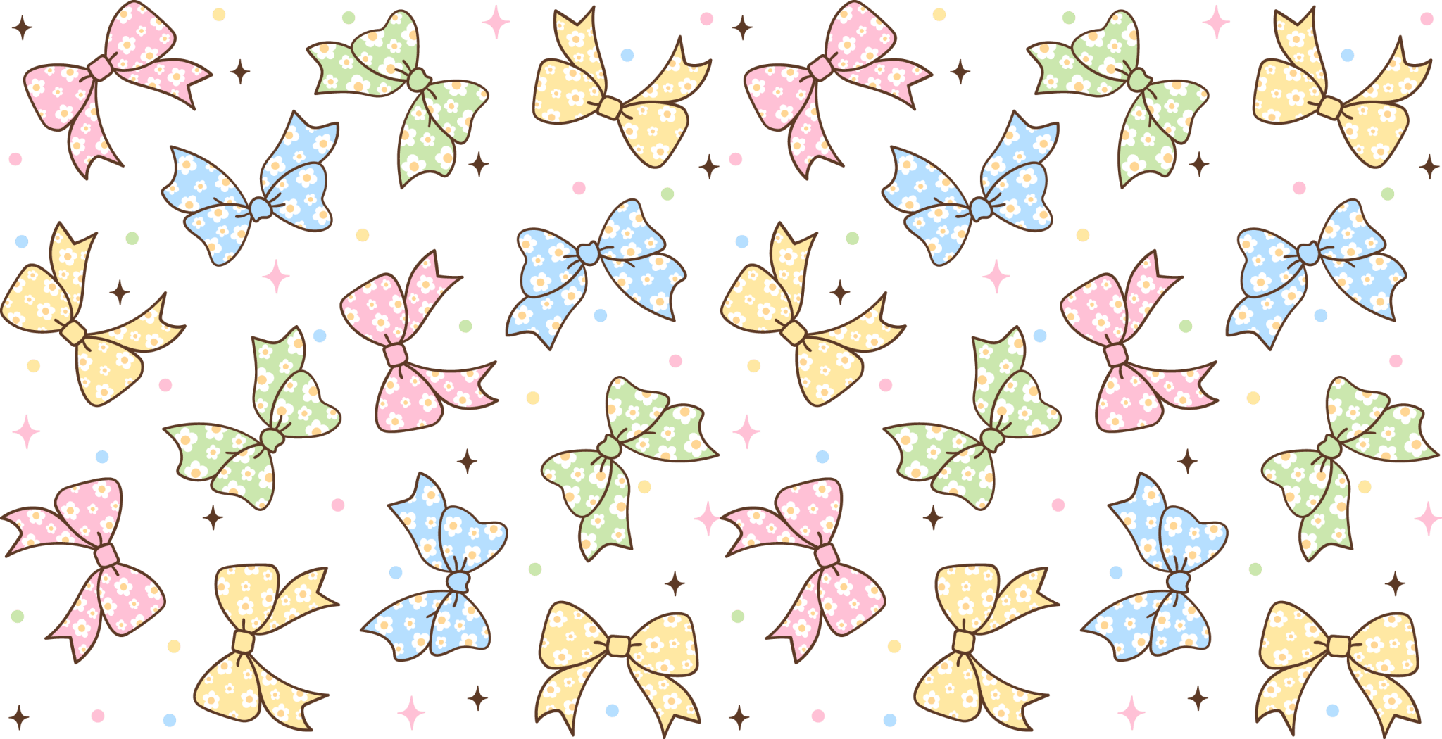UV6 - Spring Bows Pastel UV DTF Cup Wrap - My Vinyl Craft
