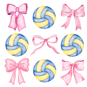 V8 - Volleyball Girly Bows DTF Transfer - My Vinyl Craft