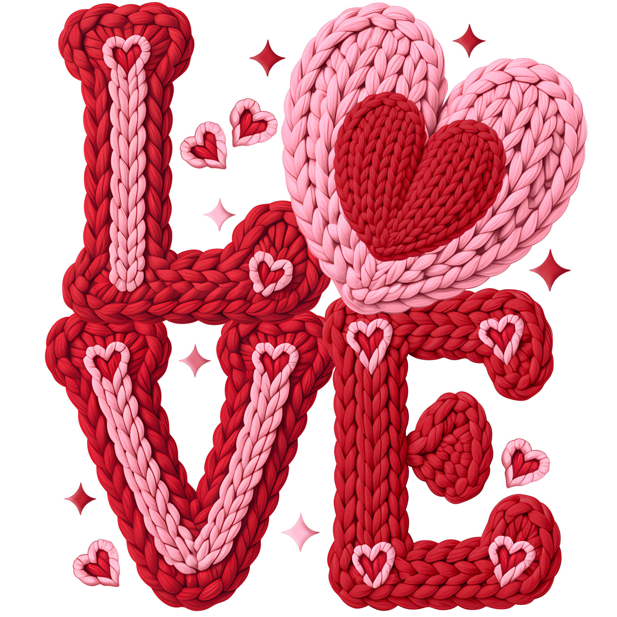 VA1 - Faux Yarn Love Block DTF Transfer - My Vinyl Craft