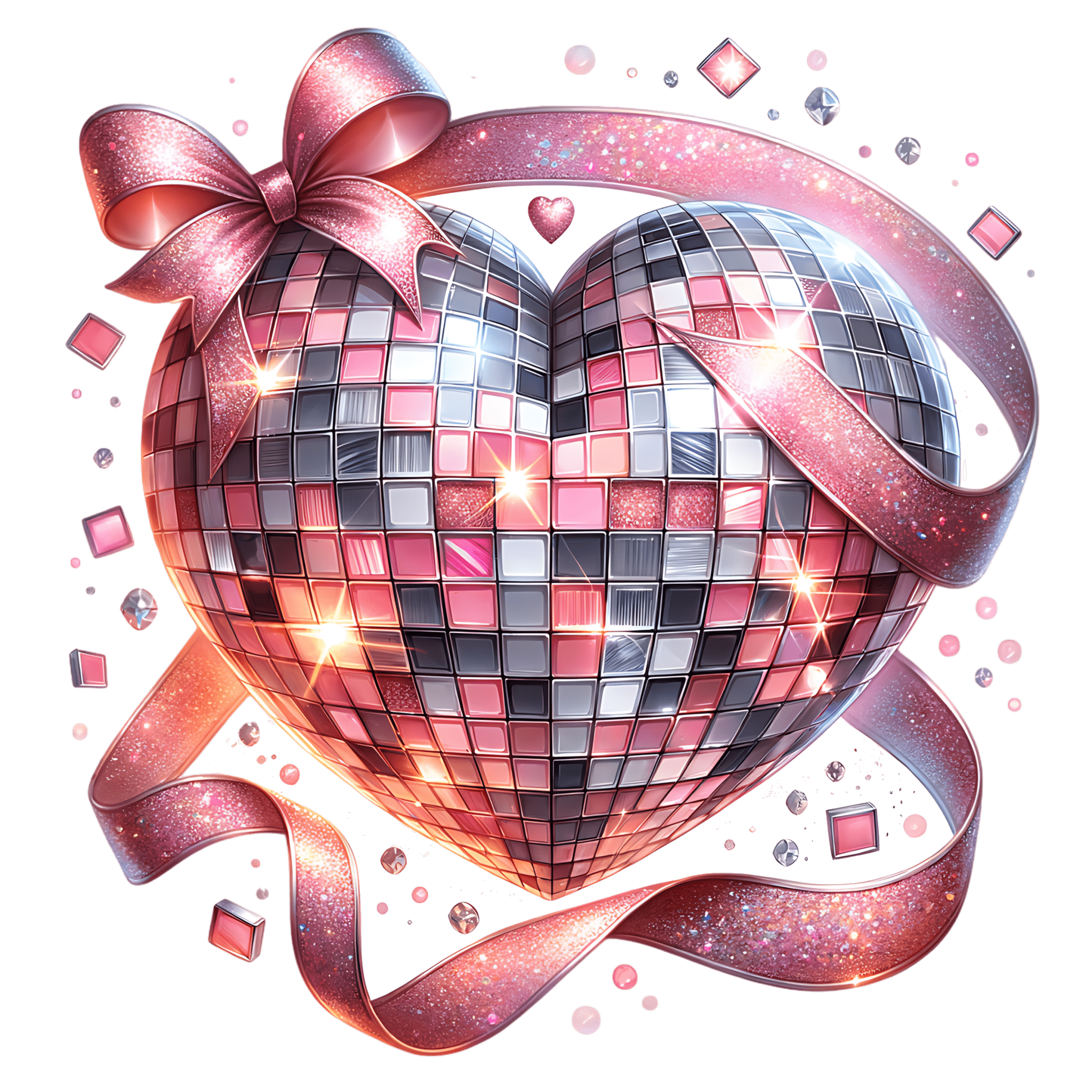 VA39 - Disco Heart DTF Transfer - My Vinyl Craft