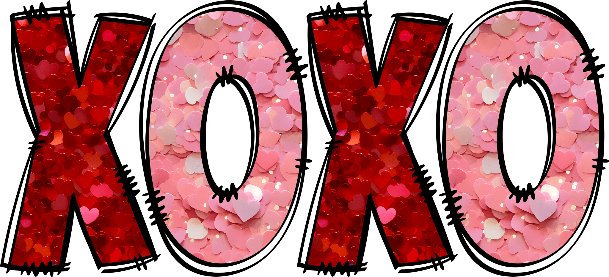 VA42 - XOXO Sparkle DTF Transfer - My Vinyl Craft