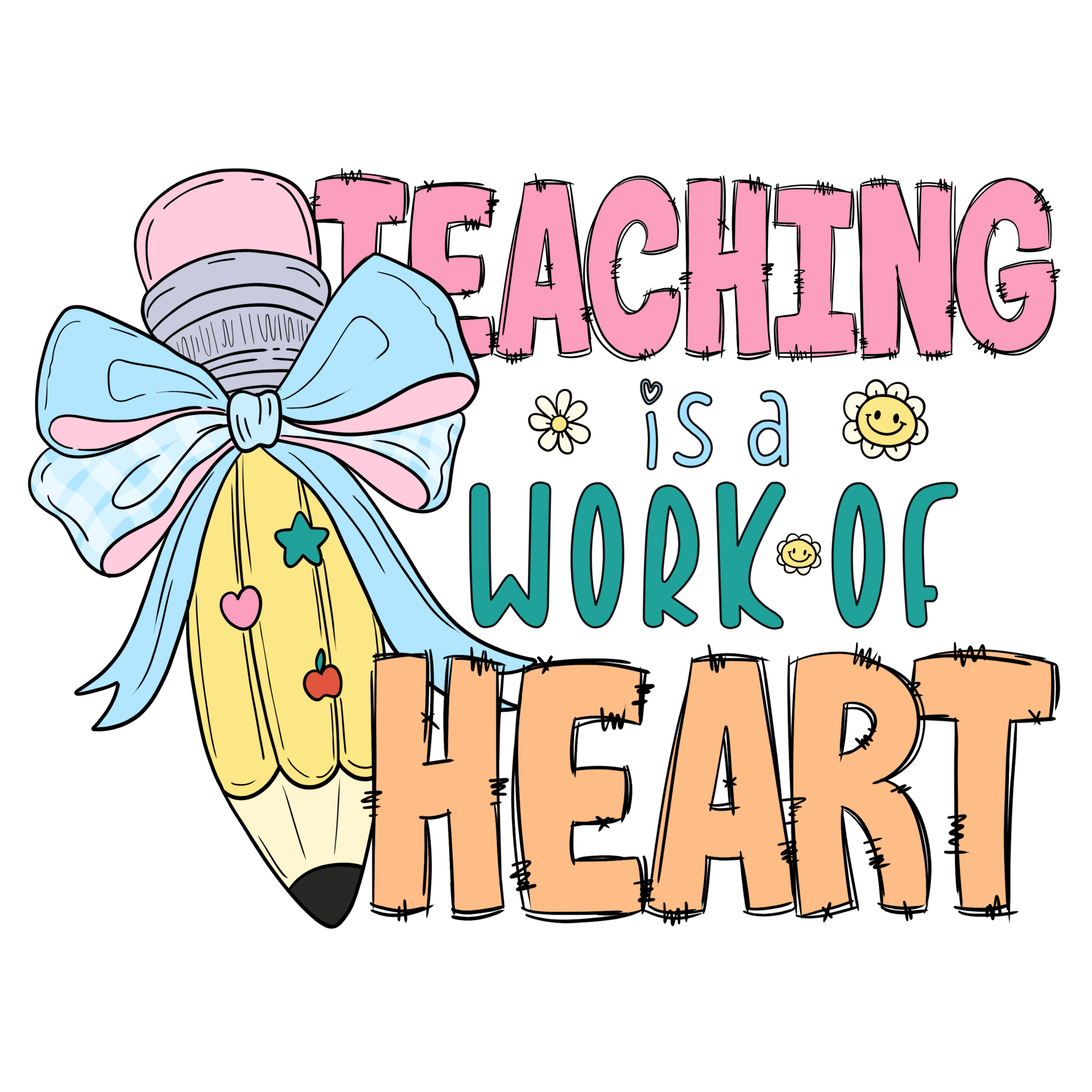 Work of Heart Bow DTF Transfer - T13 - My Vinyl Craft