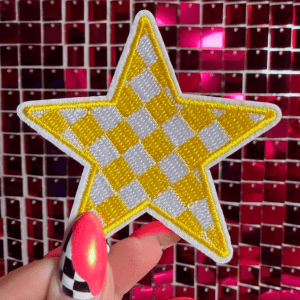 Yellow Checkered Star Iron on Patch - My Vinyl Craft