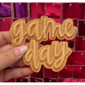 Yellow GameDay Script Iron On Patch - My Vinyl Craft