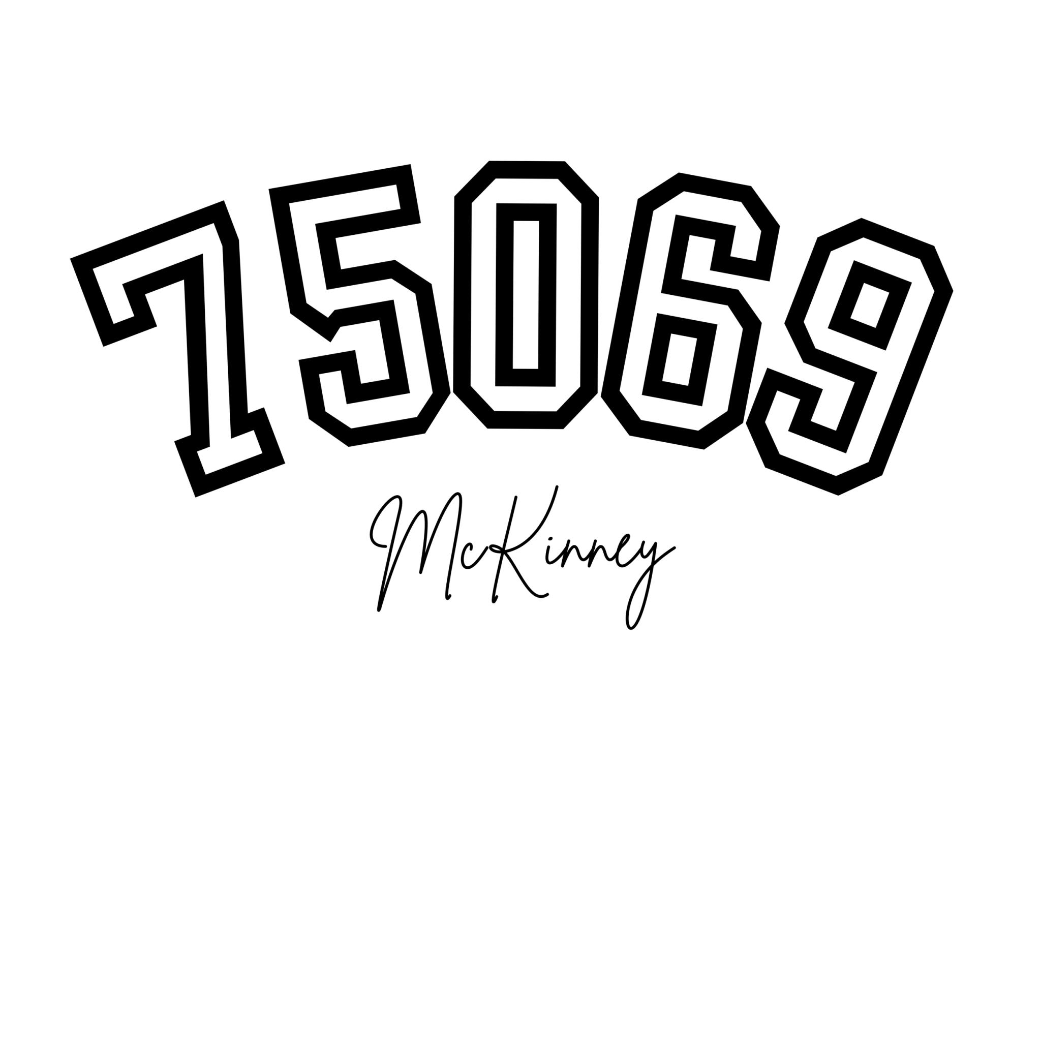 Zip Code - 75069 DTF Transfer - (SP8) - My Vinyl Craft