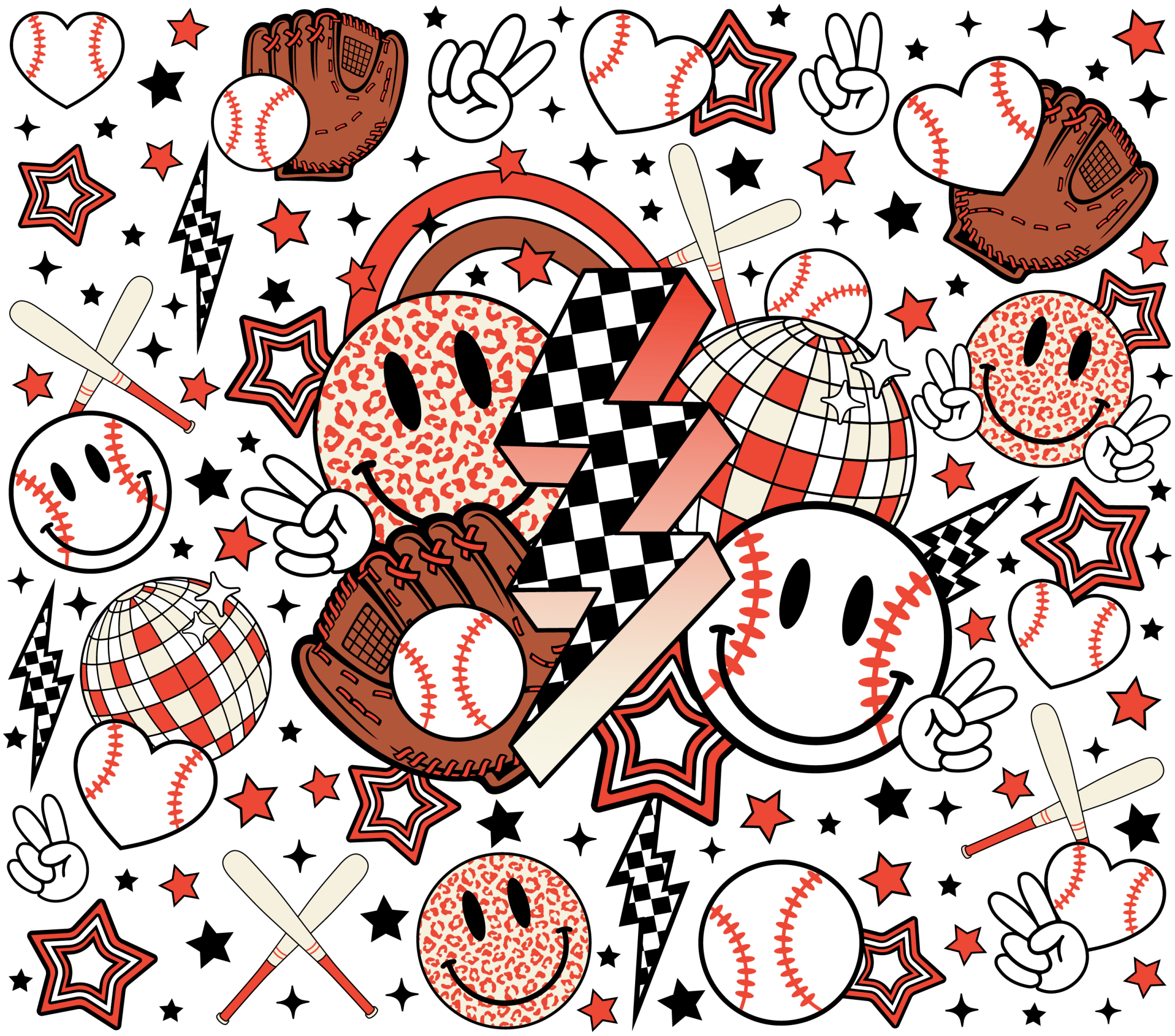 Baseball Bolt UV DTF Cup Wrap - My Vinyl Craft