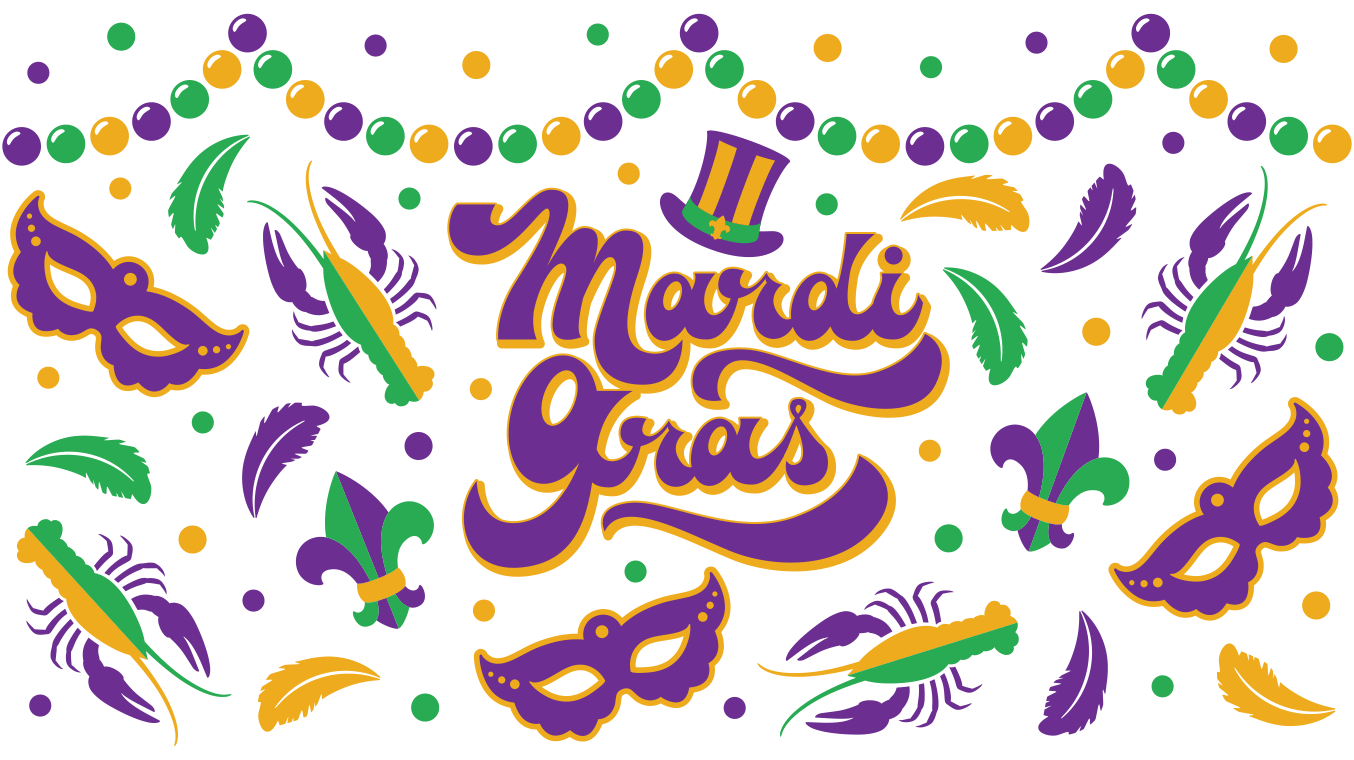 Mardi Gras Beads UV DTF Cup Wrap - My Vinyl Craft