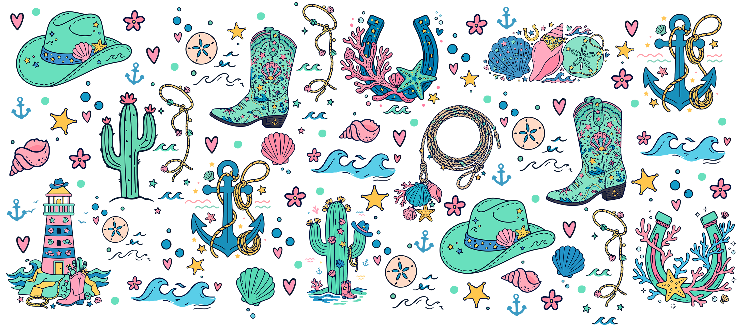 UV104 - Coastal Cowgirl Vibes  UV DTF Cup Wrap