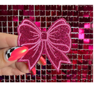 Glitter Girly Bow Iron on Patch Multicolor