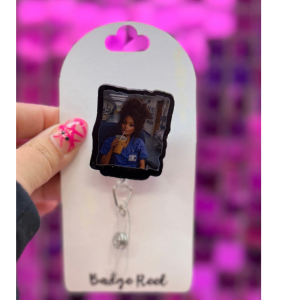 Brunette Tired Nurse Badge Reel