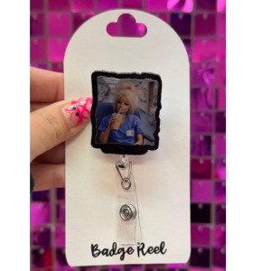 Blonde Tired Nurse Badge Reel