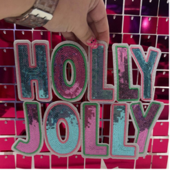 Holly Jolly Pastel  Large Iron On Patch