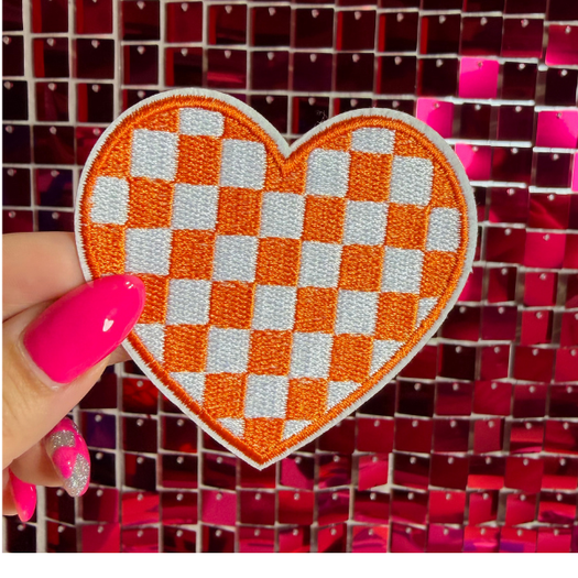 Checkered Hearts Iron on Patch