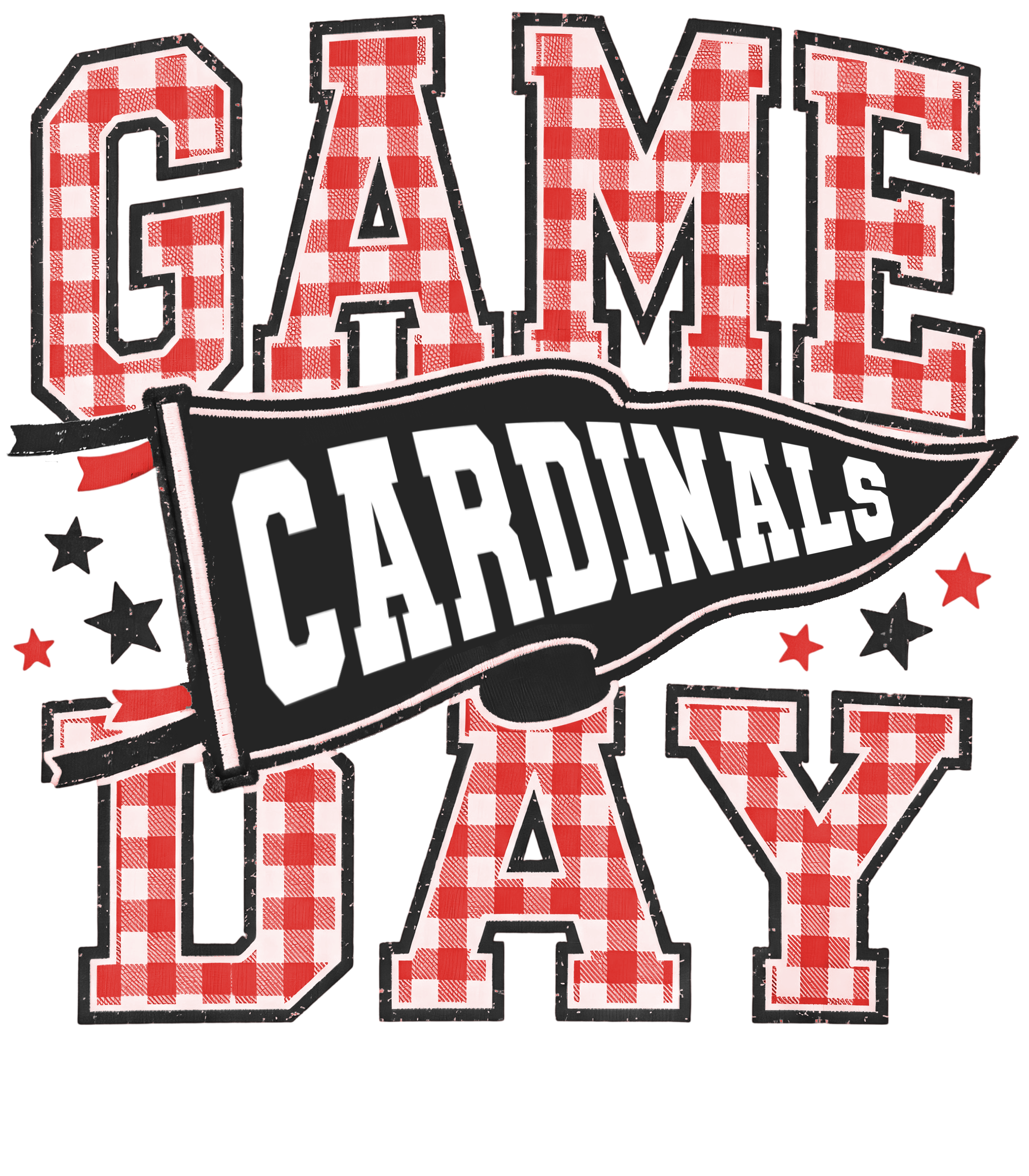 Cardinals Gingham DTF Transfer
