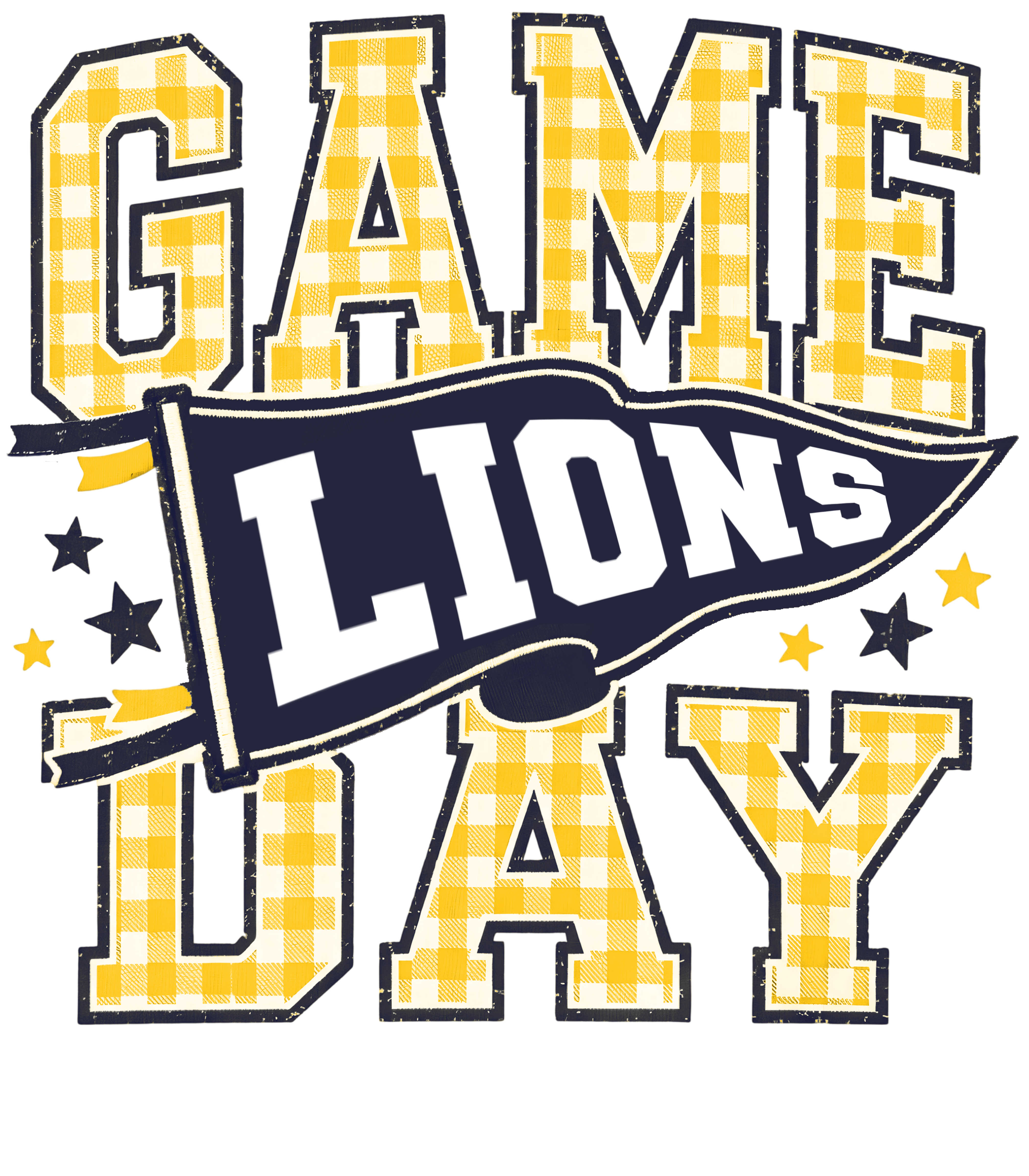 Lions Gingham DTF Transfer