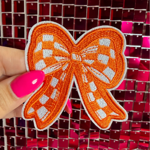 Checkered Bow Iron on Patch