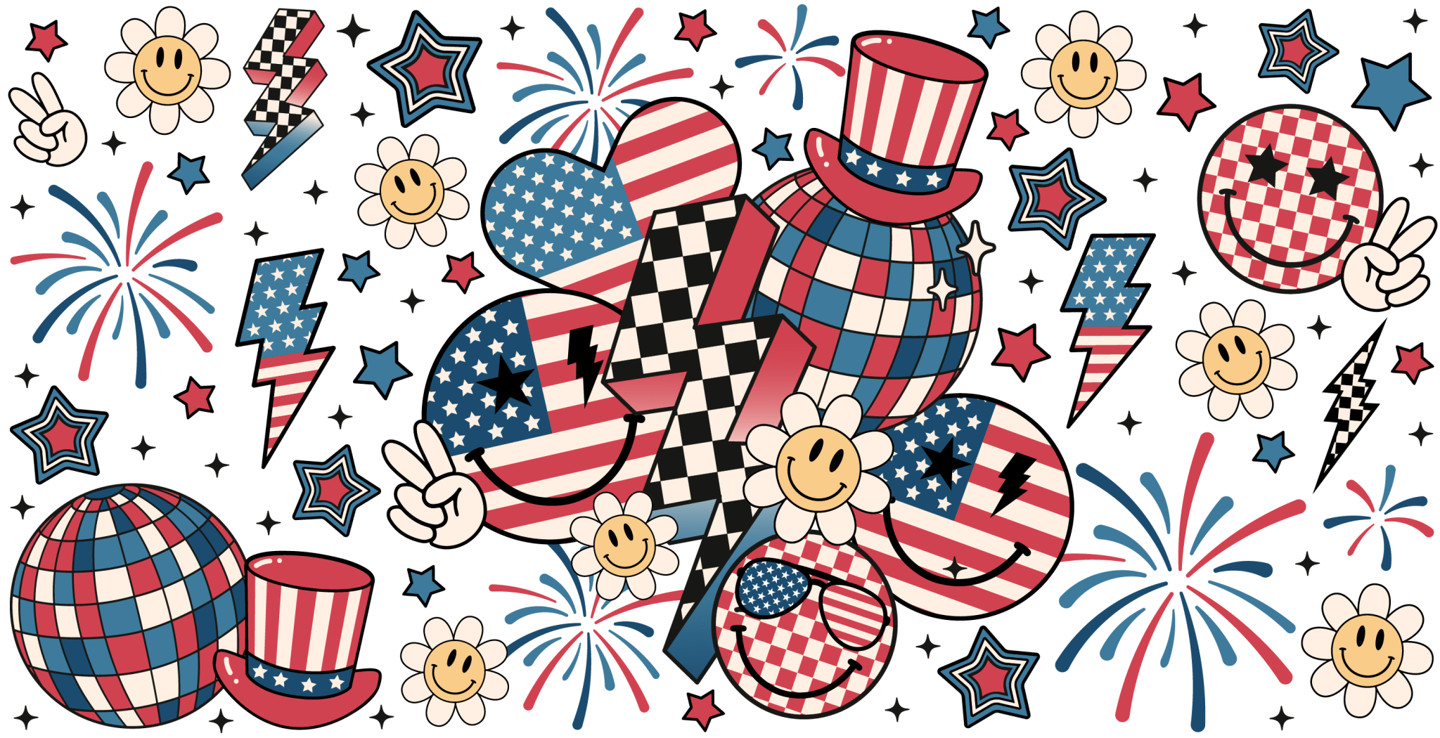 4th Retro Bolt UV DTF Cup Wrap - My Vinyl Craft