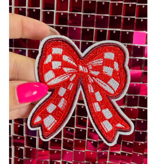 Checkered Bow Iron on Patch
