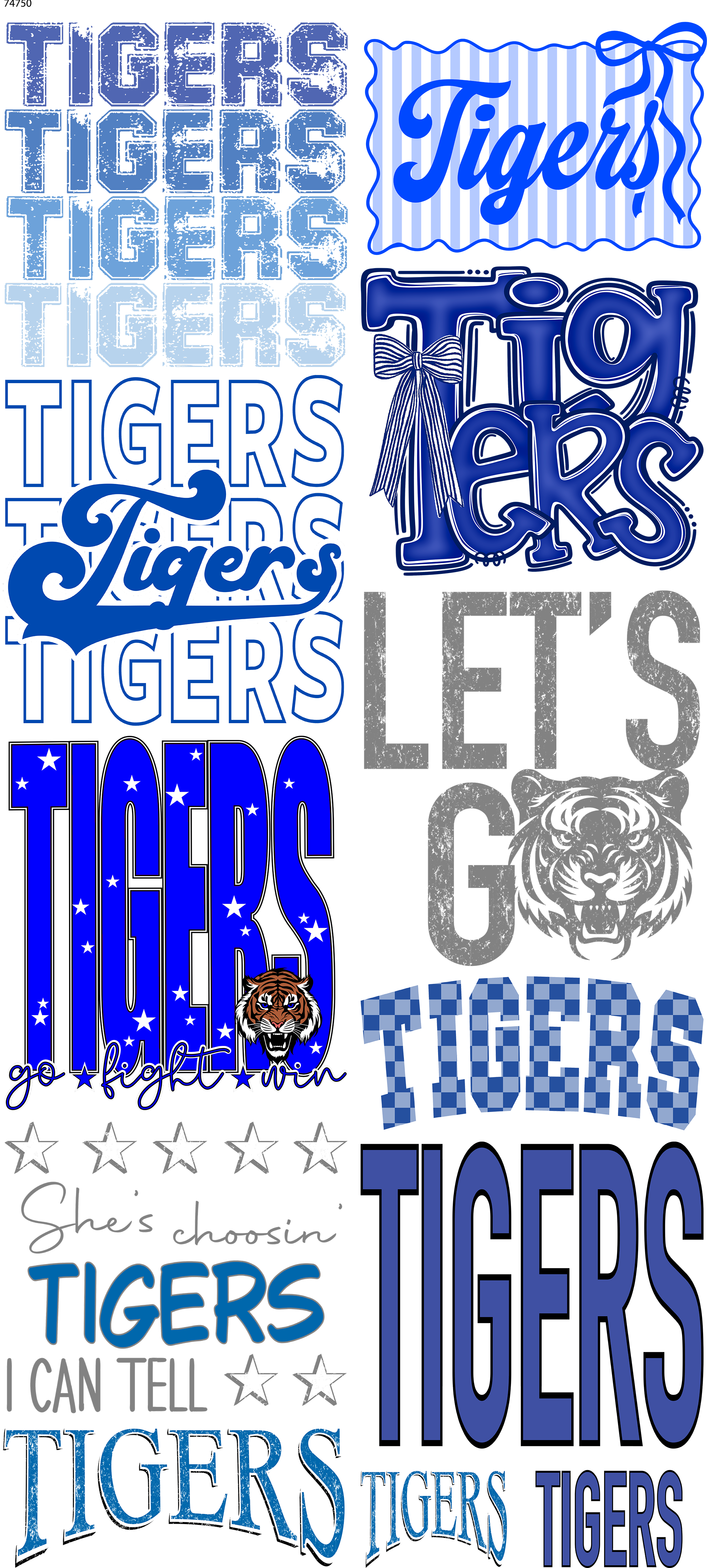 Blue Tigers 26 Premade DTF Gangsheet