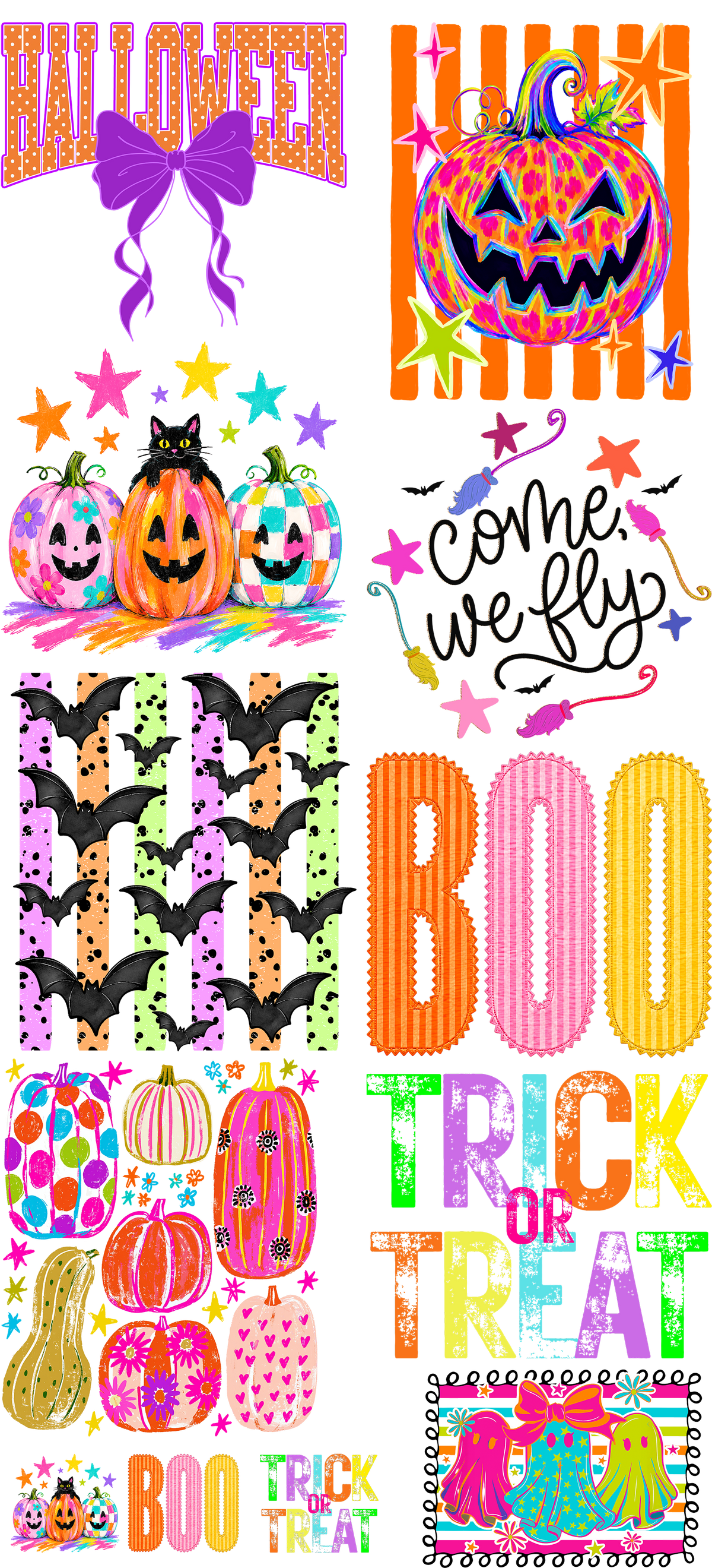 Colorful Halloween Pre-Made DTF Gangsheet
