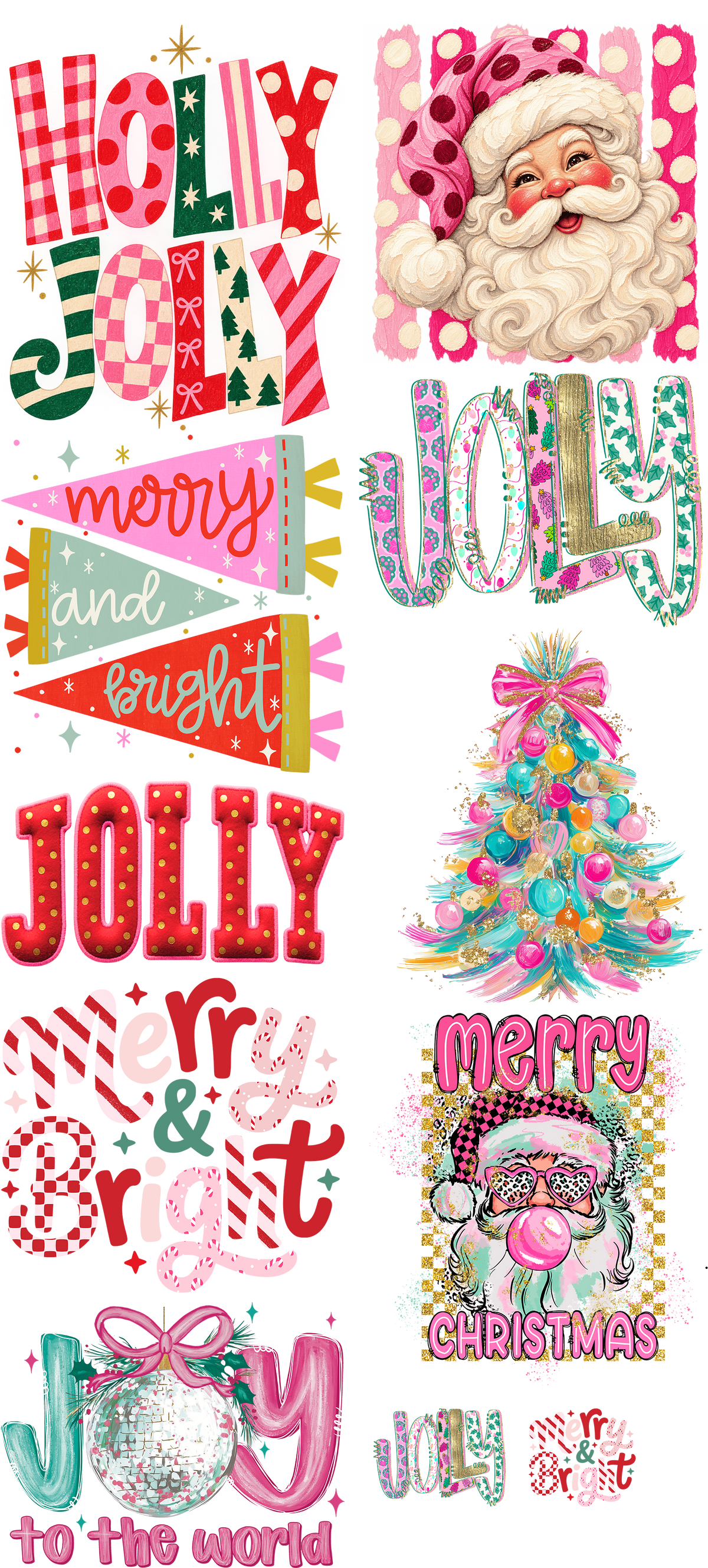 Pink Christmas Pre-Made DTF Gangsheet