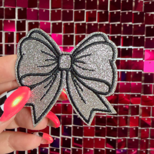 Glitter Girly Bow Iron on Patch Multicolor