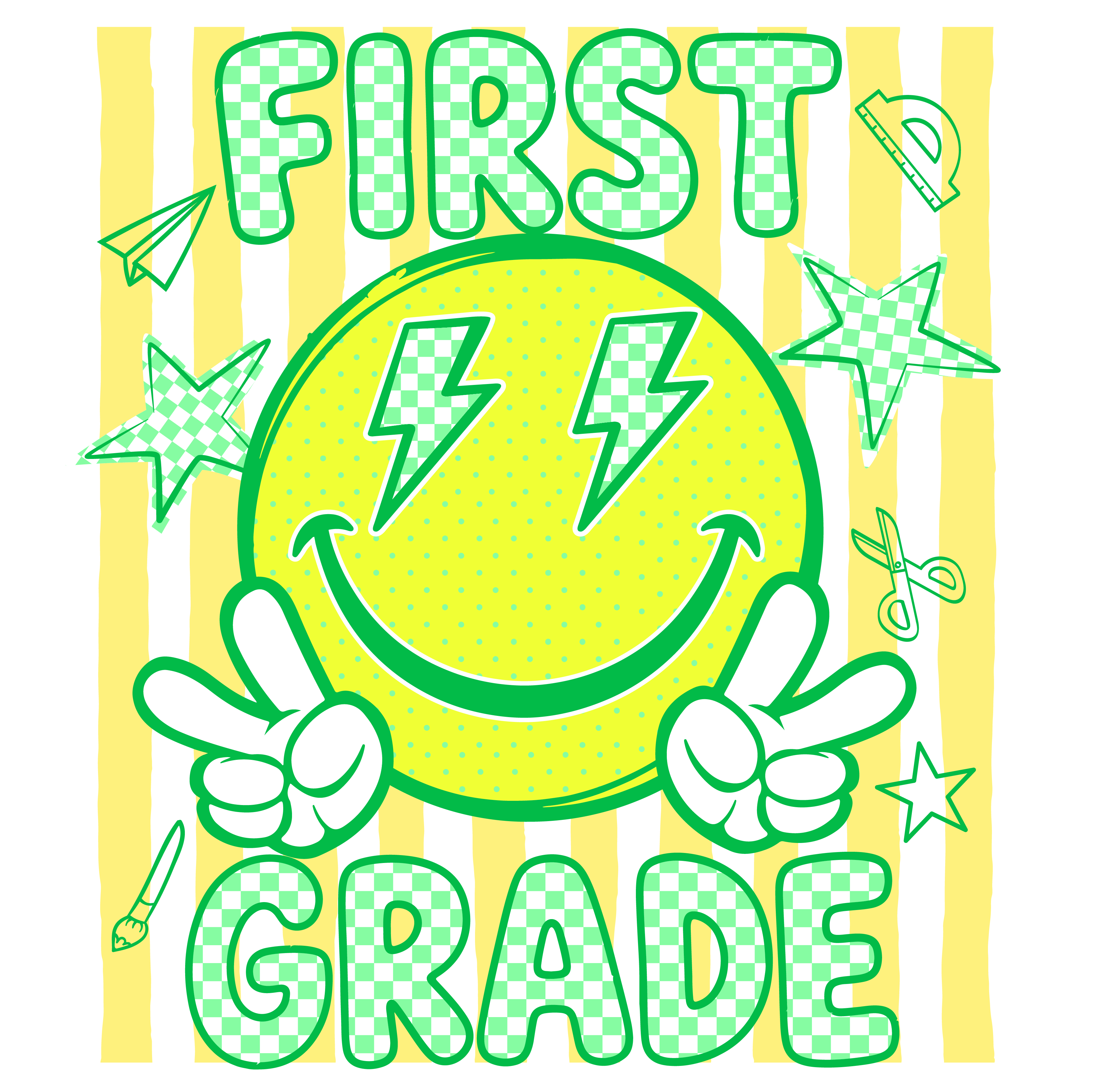 GL2 - Retro Smiley Grade PreK-4th Grade DTF Transfer