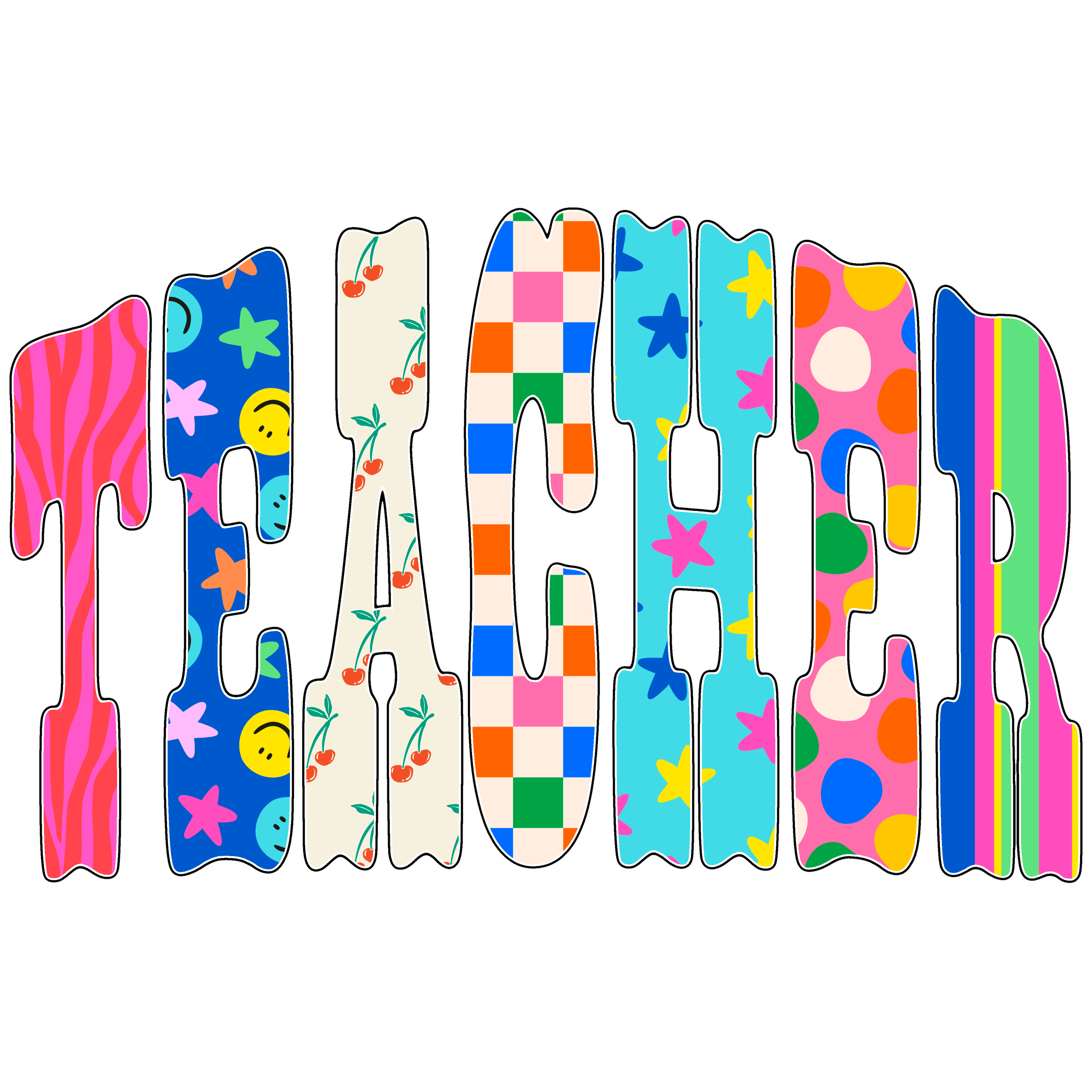 T15 - Bold Preppy Teacher DTF Transfer