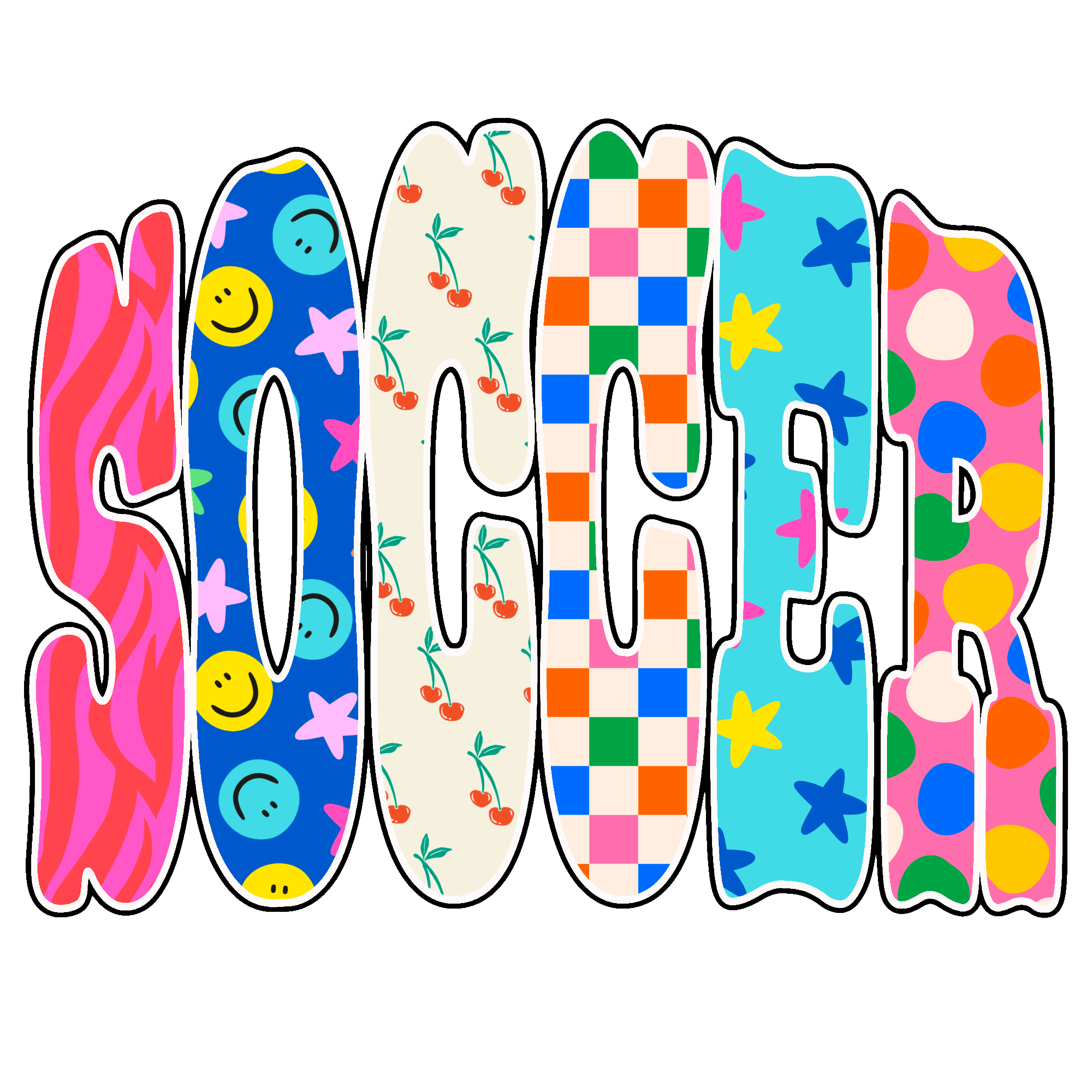 SC7 - Preppy Soccer Letters DTF Transfer
