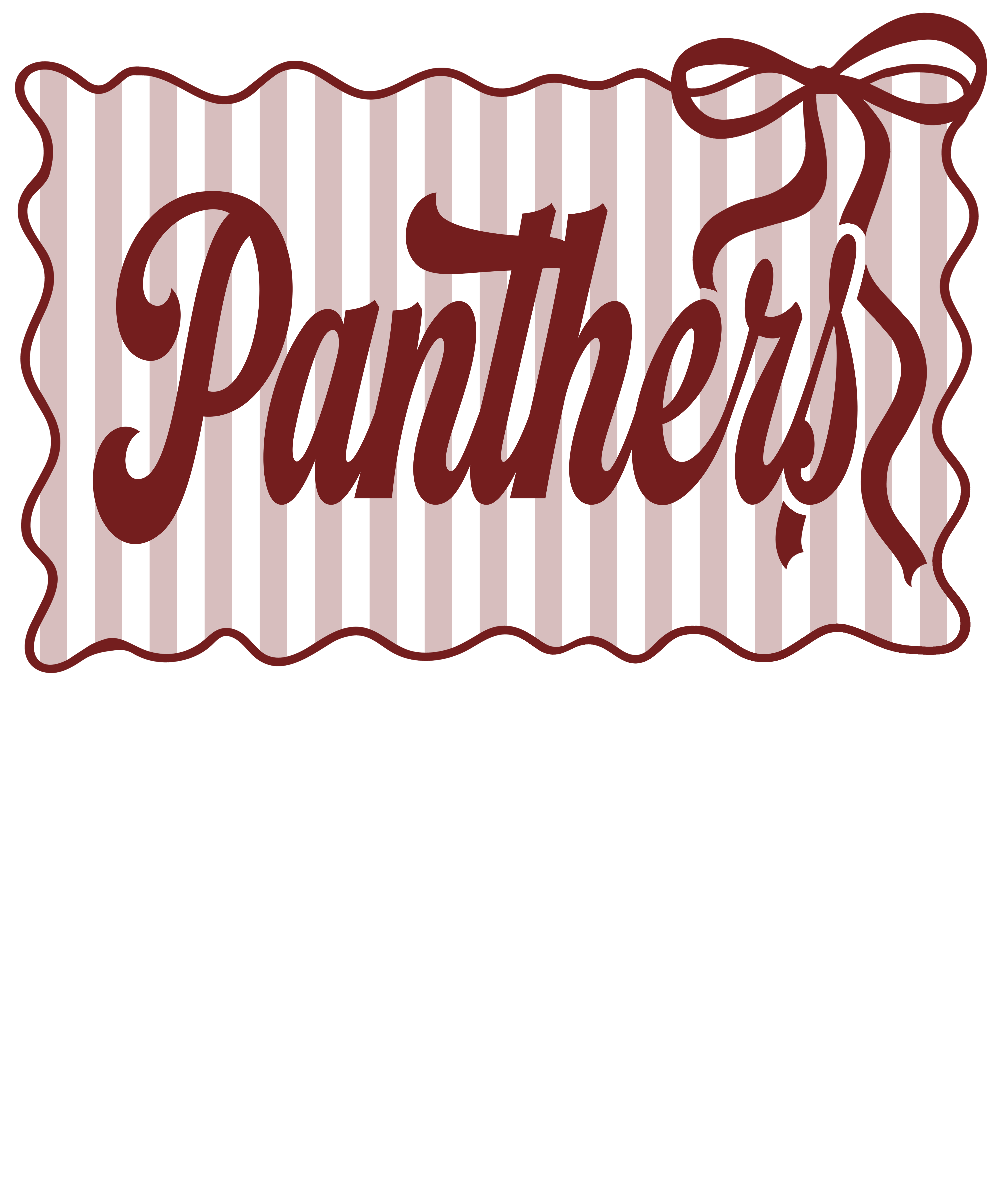 Sp88 - Striped Bow Panthers DTF Transfer