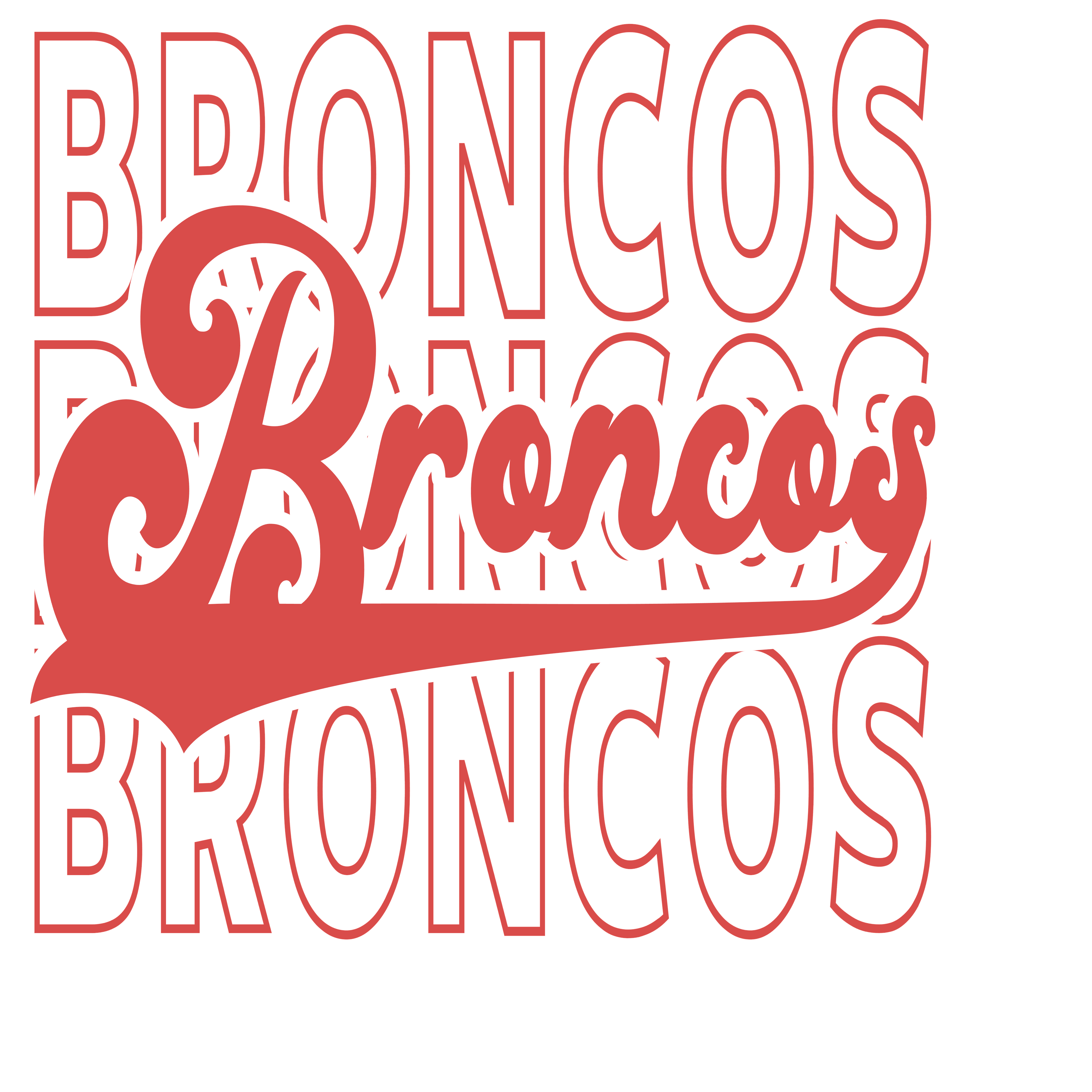 Stacked Varsity Broncos DTF Transfer