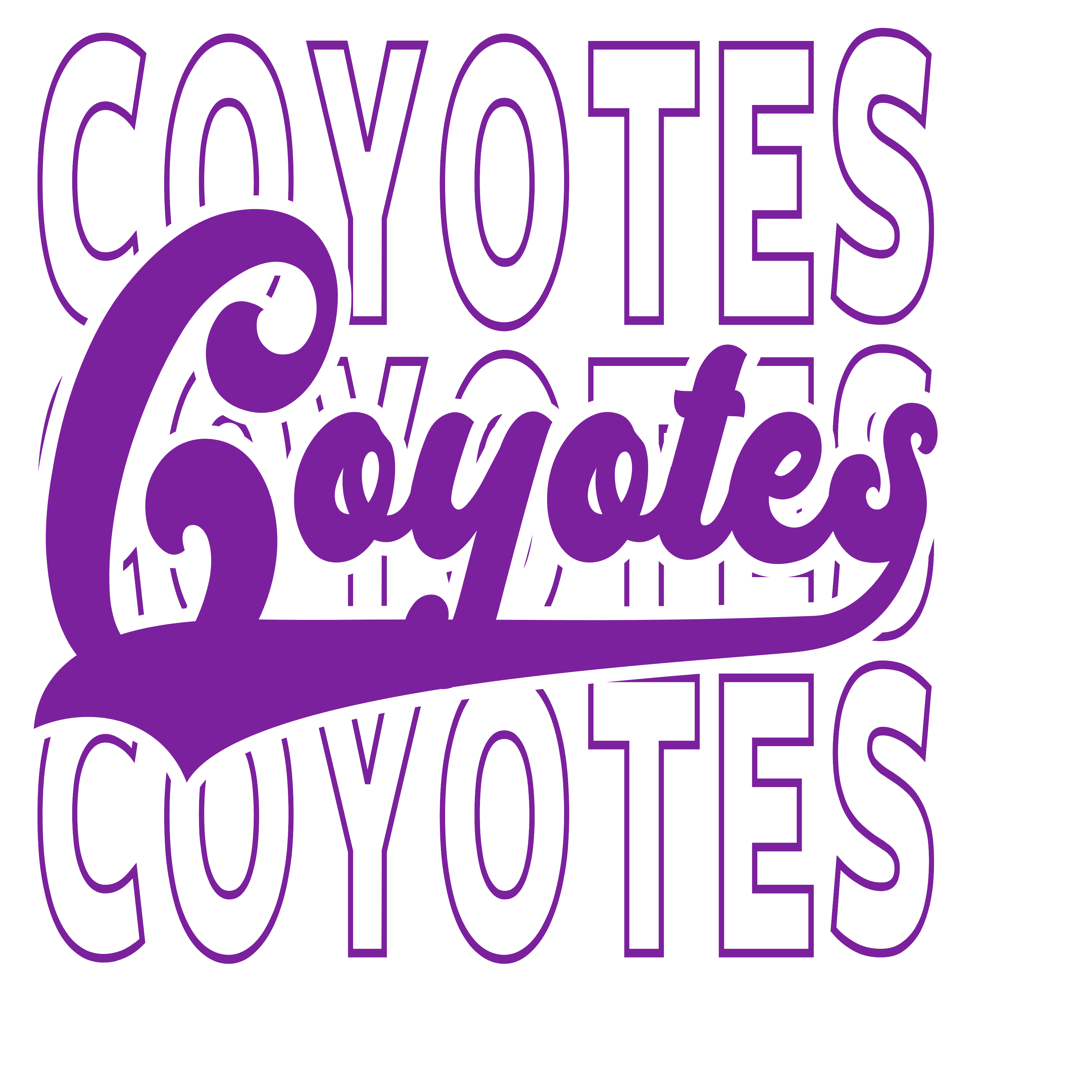 Stacked Varsity Coyotes DTF Transfer