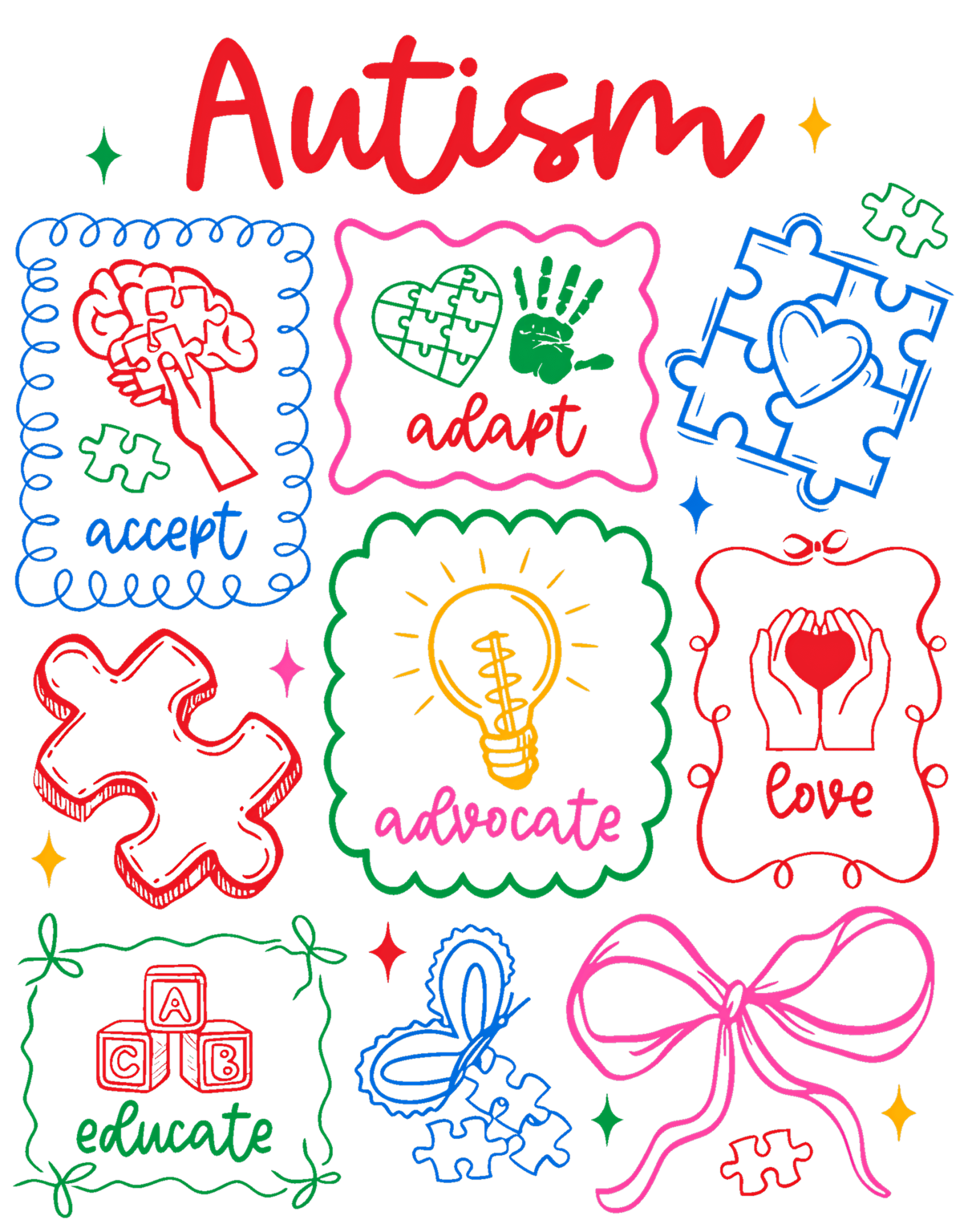 AU1 - Autism Bow DTF Transfer - My Vinyl Craft