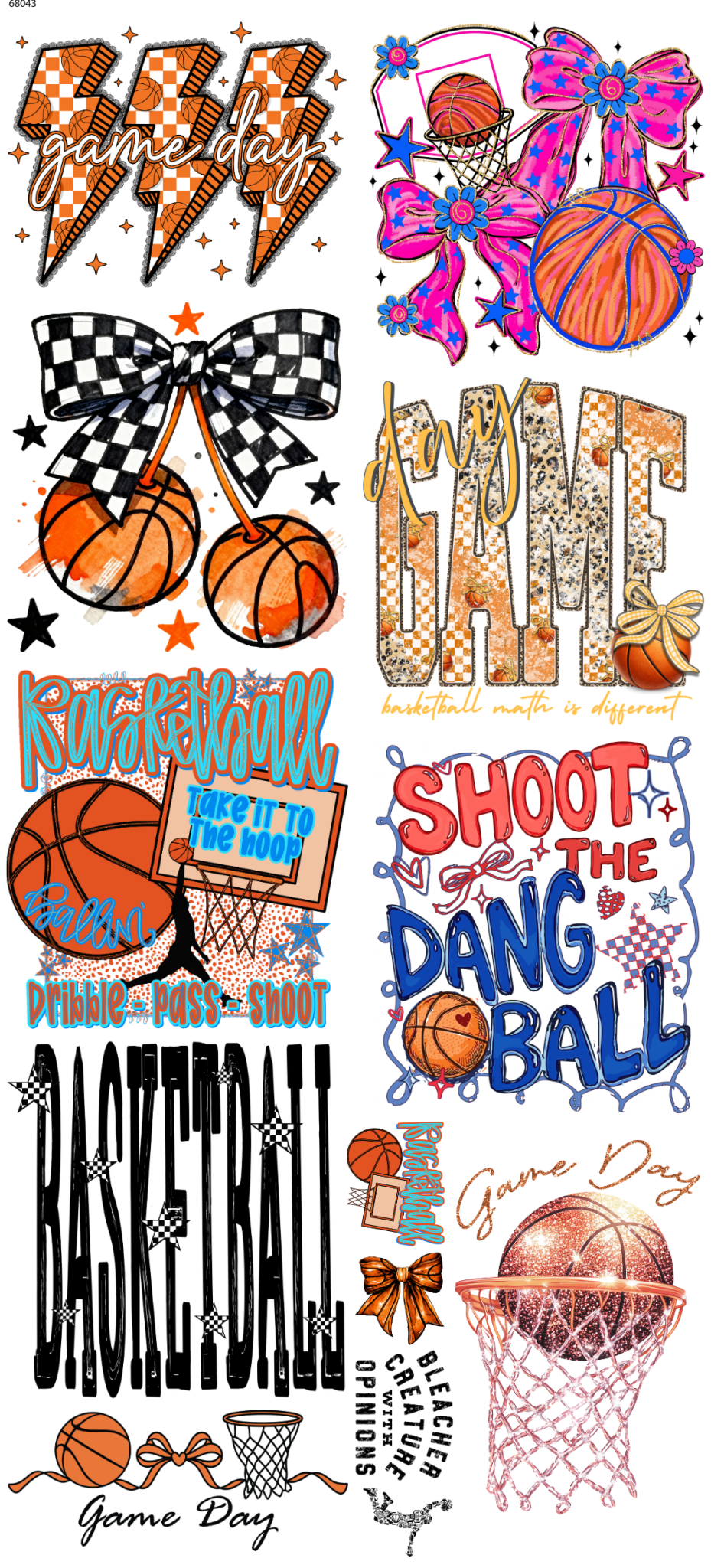 Basketball Pre - Made Gangsheet DTF Transfer - My Vinyl Craft