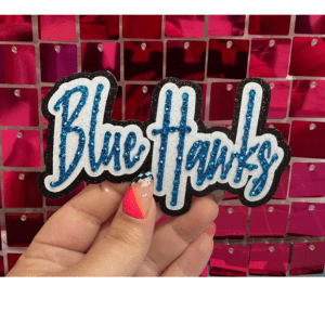 Blue Hawks Rhinestone Iron On Patch - My Vinyl Craft