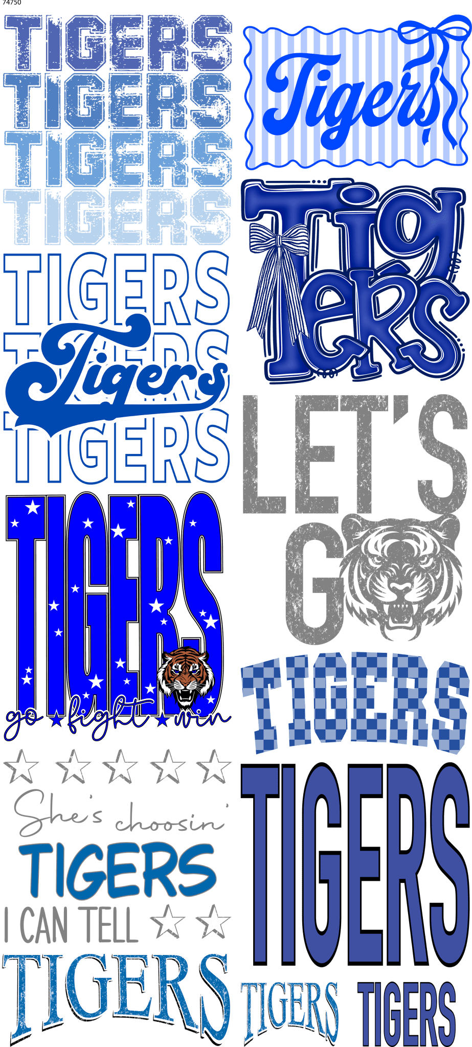 Blue Tigers 26 Premade DTF Gangsheet - My Vinyl Craft