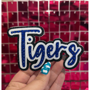 Blue Tigers Rhinestone Iron On Patch - My Vinyl Craft
