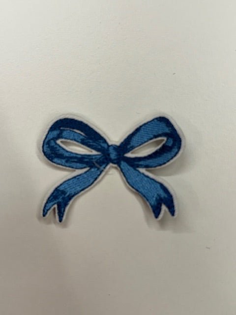 Blue Watercolor Bow Iron On Patch - My Vinyl Craft