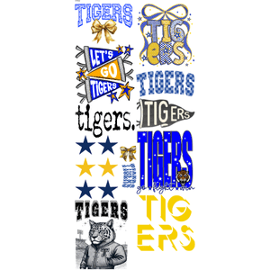 Blue/Yellow Tigers Pre - Made Gangsheet - My Vinyl Craft