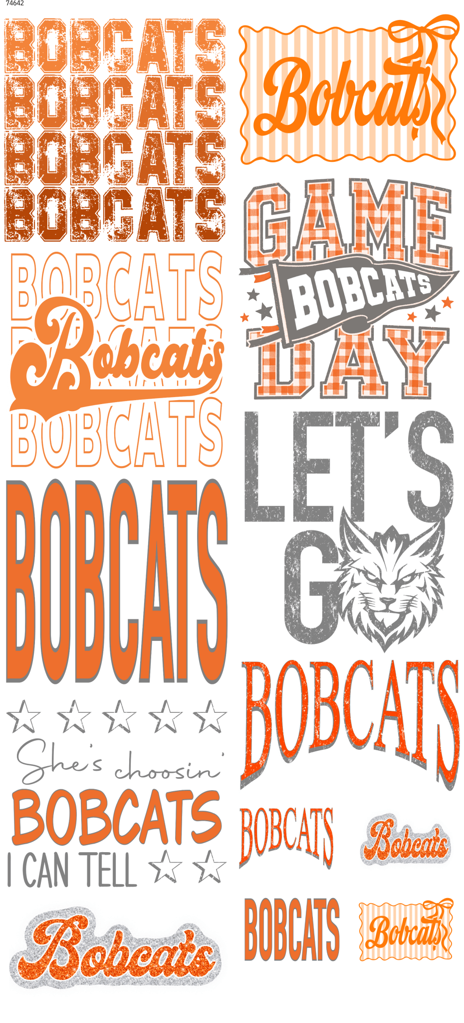 Bobcats 26 Mascot Pre-Made DTF Gangsheet - My Vinyl Craft