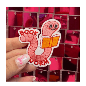 Book Worm Iron On Patch - My Vinyl Craft