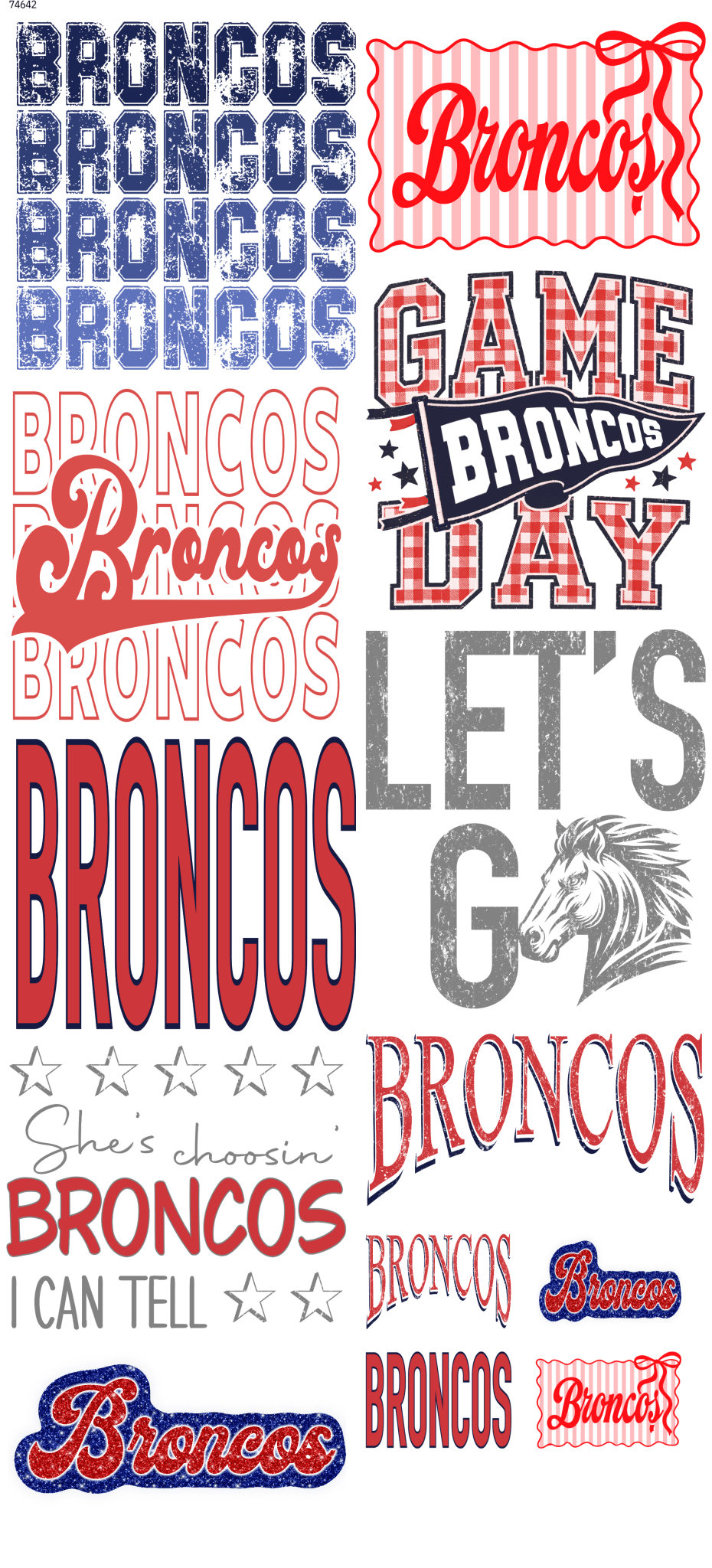 Broncos 26 Mascot Pre-Made DTF Gangsheet - My Vinyl Craft