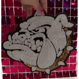 Bulldog Gold Large Iron On Patch - My Vinyl Craft
