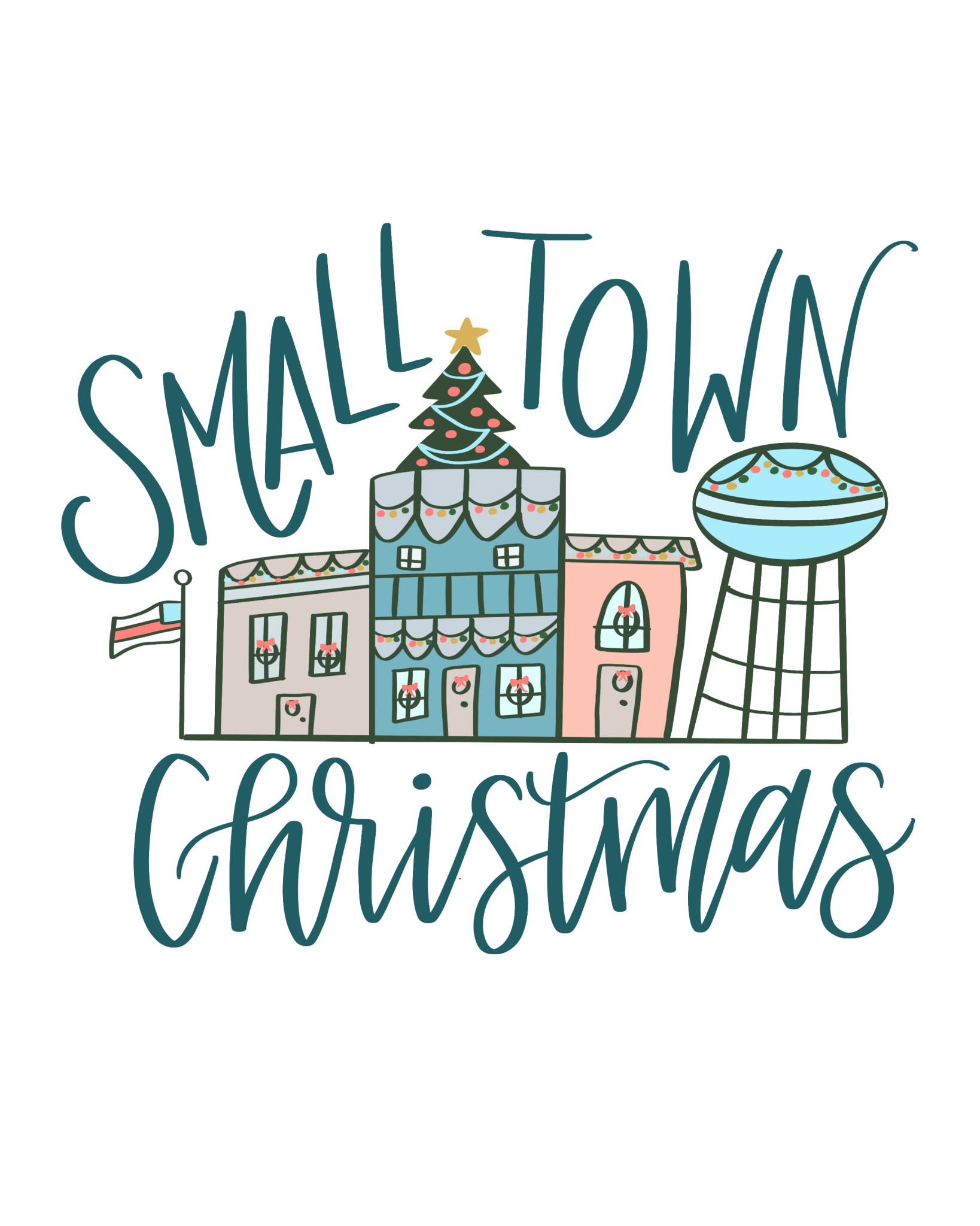 CH28 - Small Town Christmas DTF Transfer - My Vinyl Craft