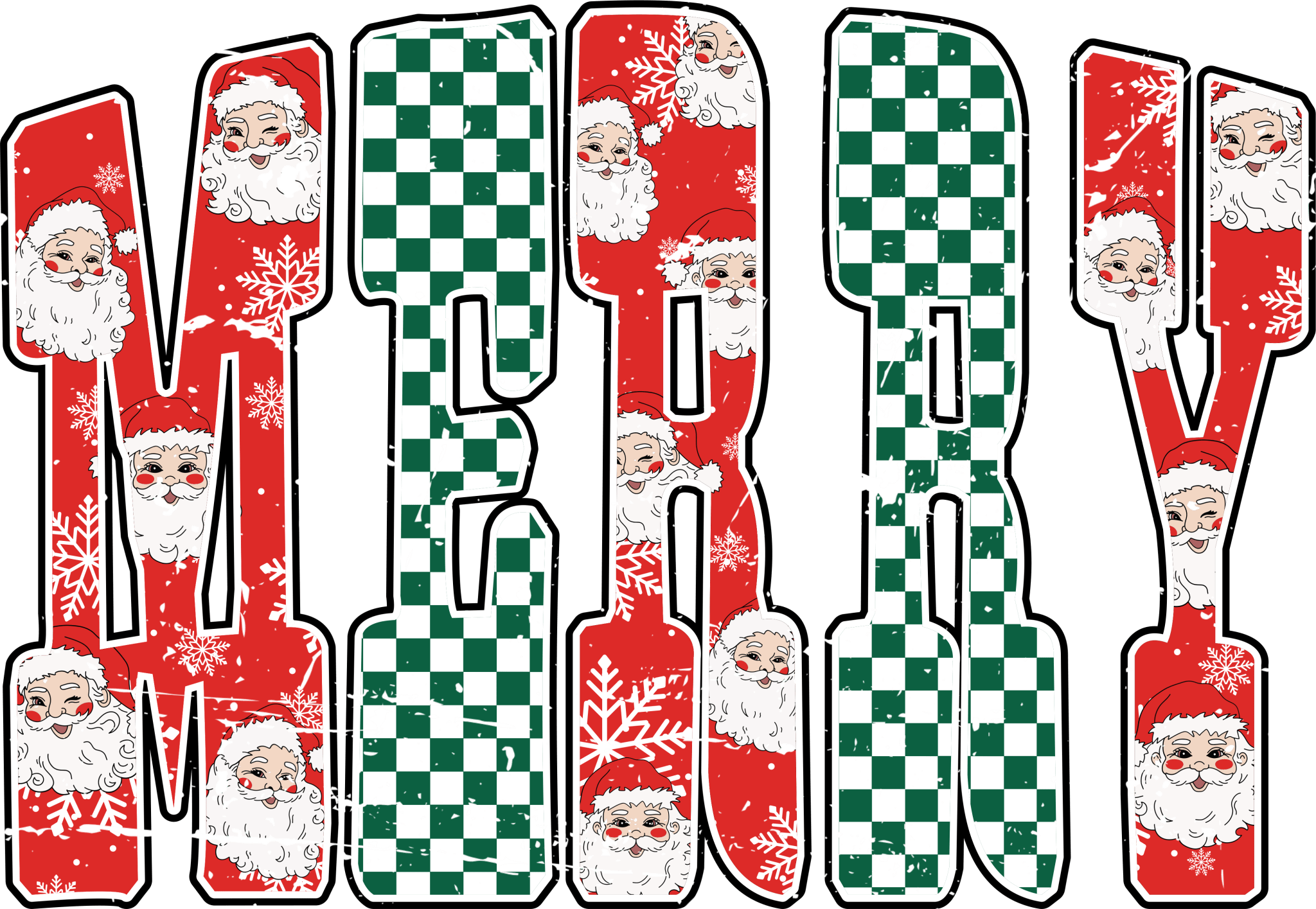 CH34 - Merry Patchwork DTF Transfer - My Vinyl Craft