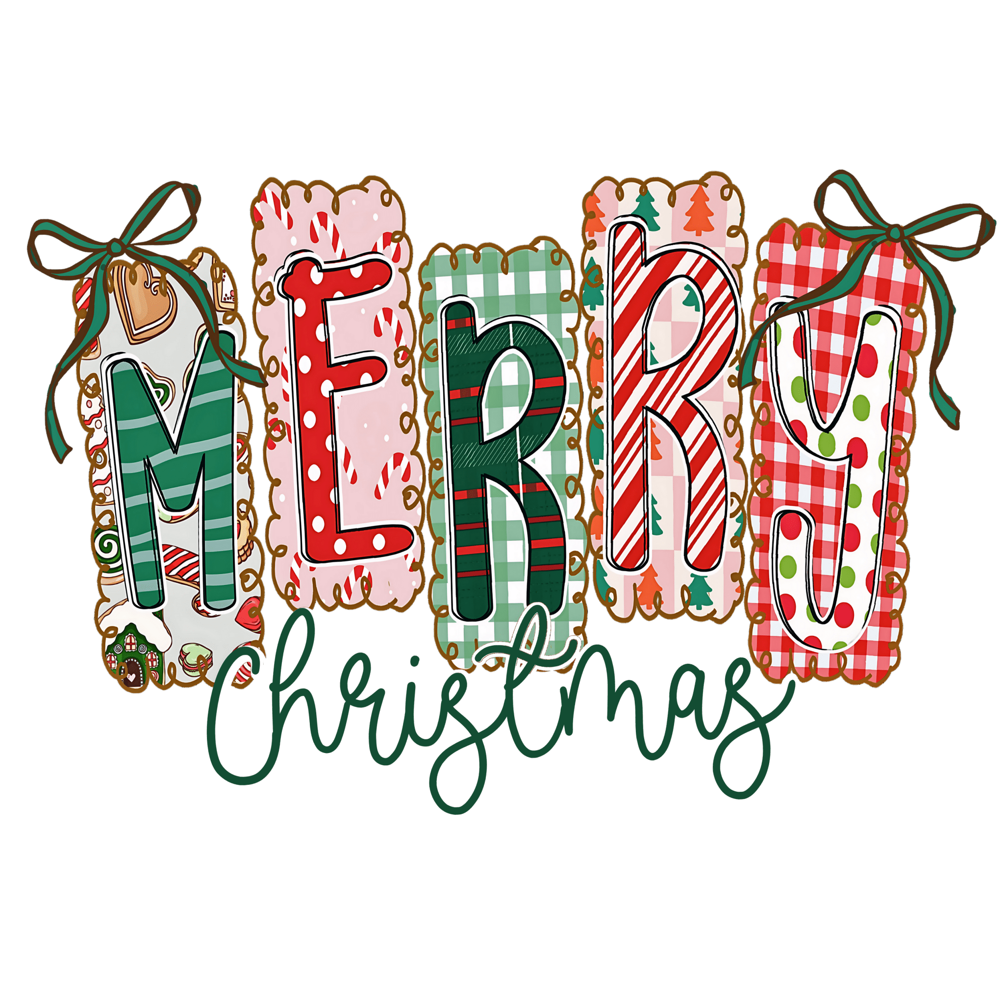 CH35 - Christmas Girly Block DTF Transfer - My Vinyl Craft