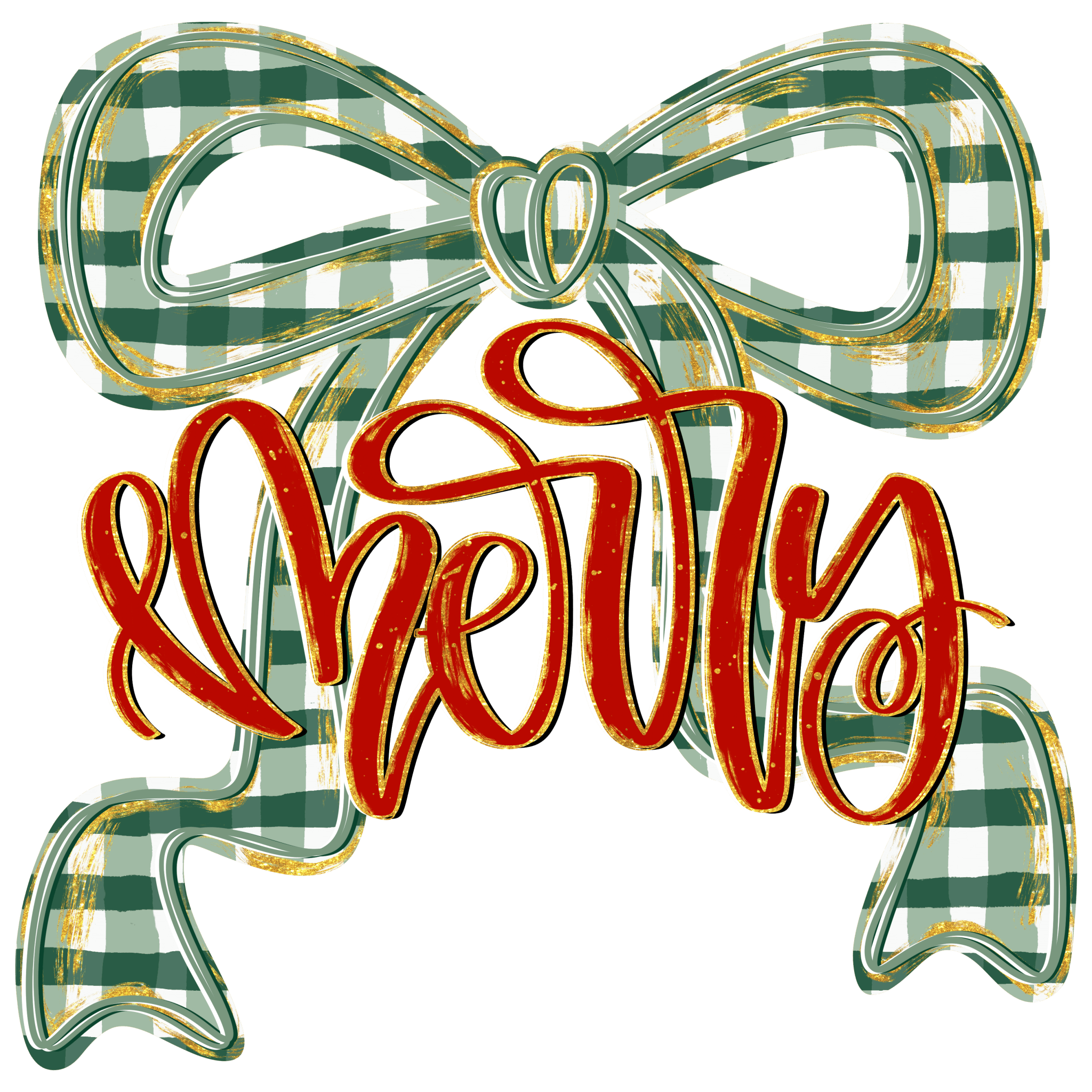 CH41 - Merry Doodle Bow DTF Transfer - My Vinyl Craft