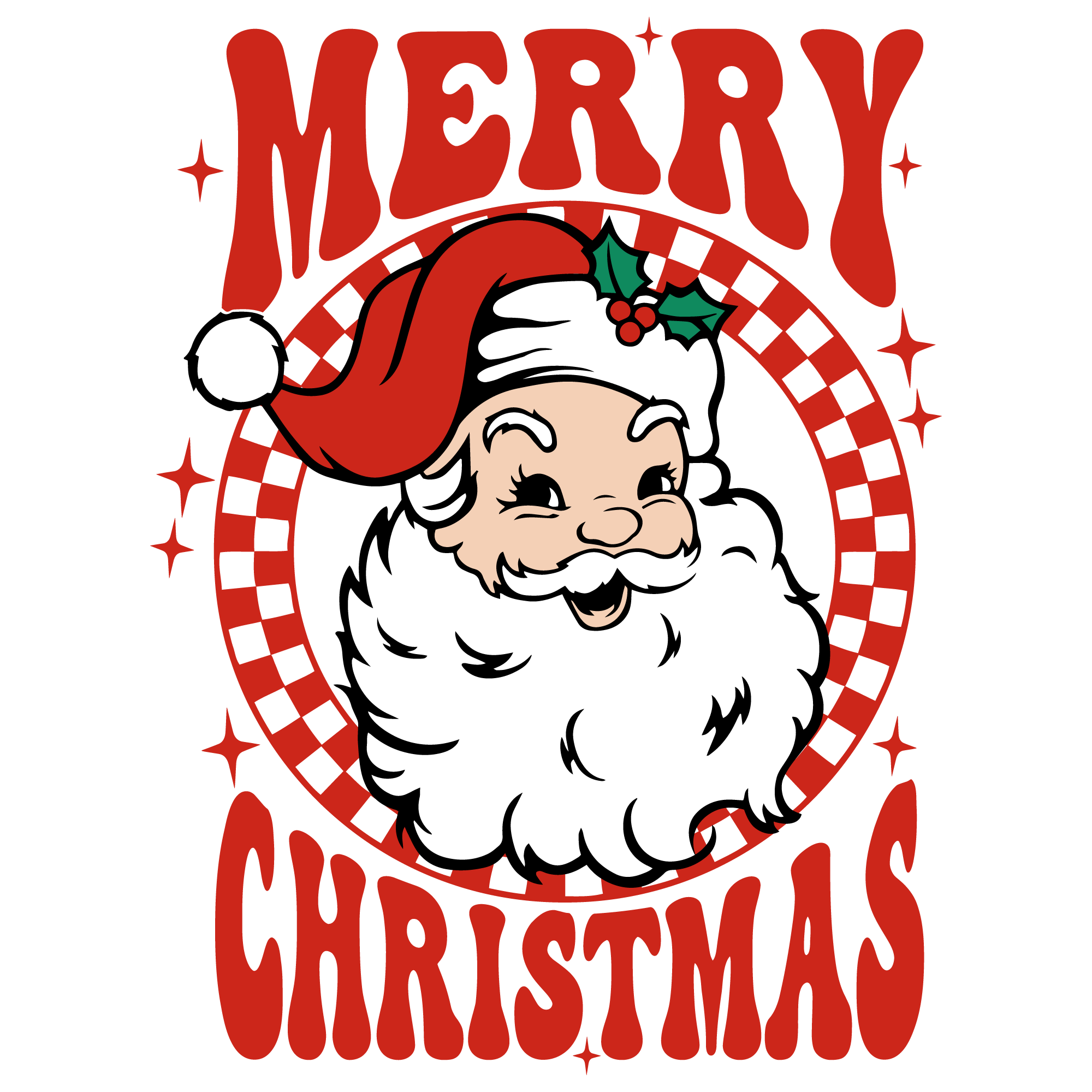 CH56 - Merry Checkered DTF Transfer - My Vinyl Craft