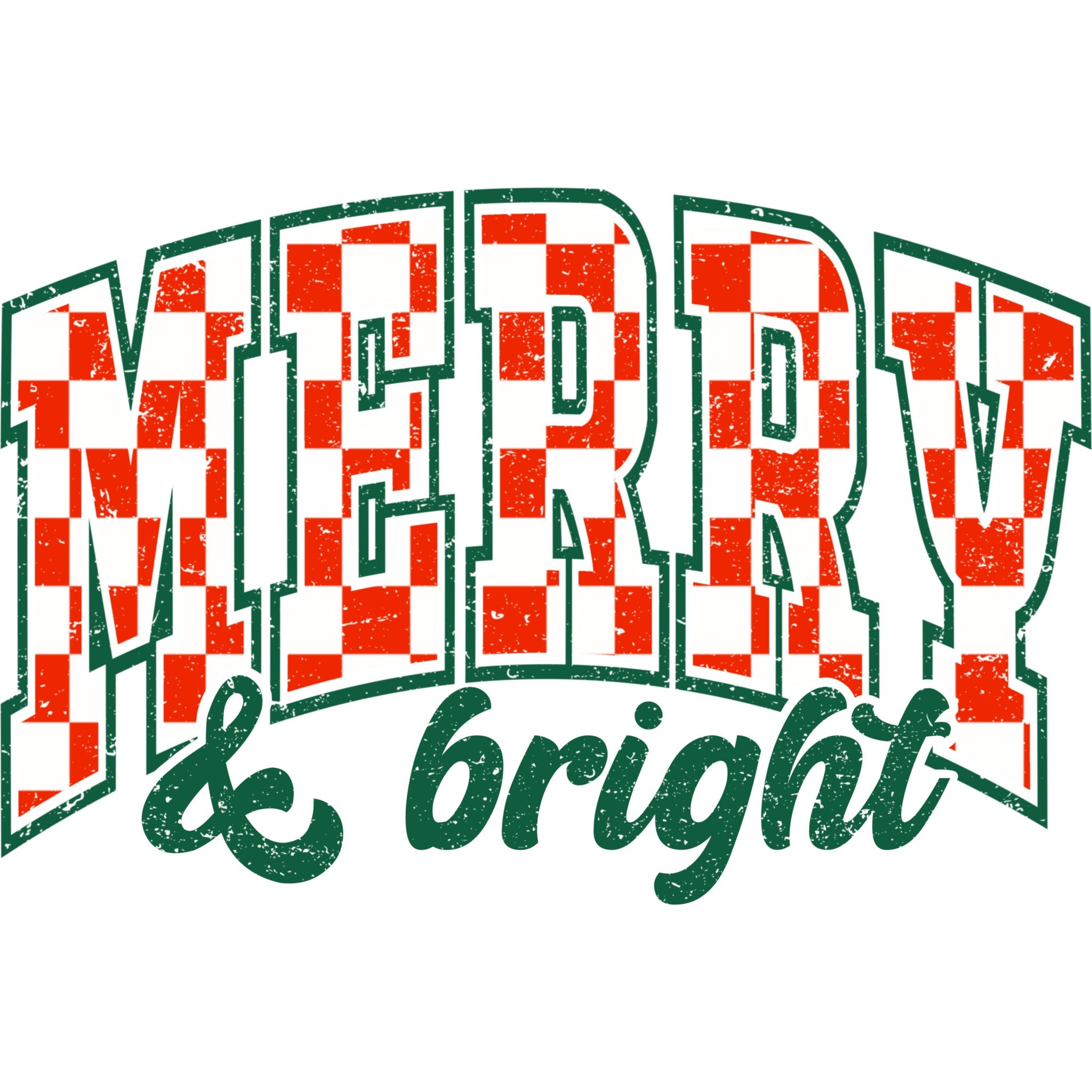 CH57 - Merry & Bright Checkered DTF Transfer - My Vinyl Craft