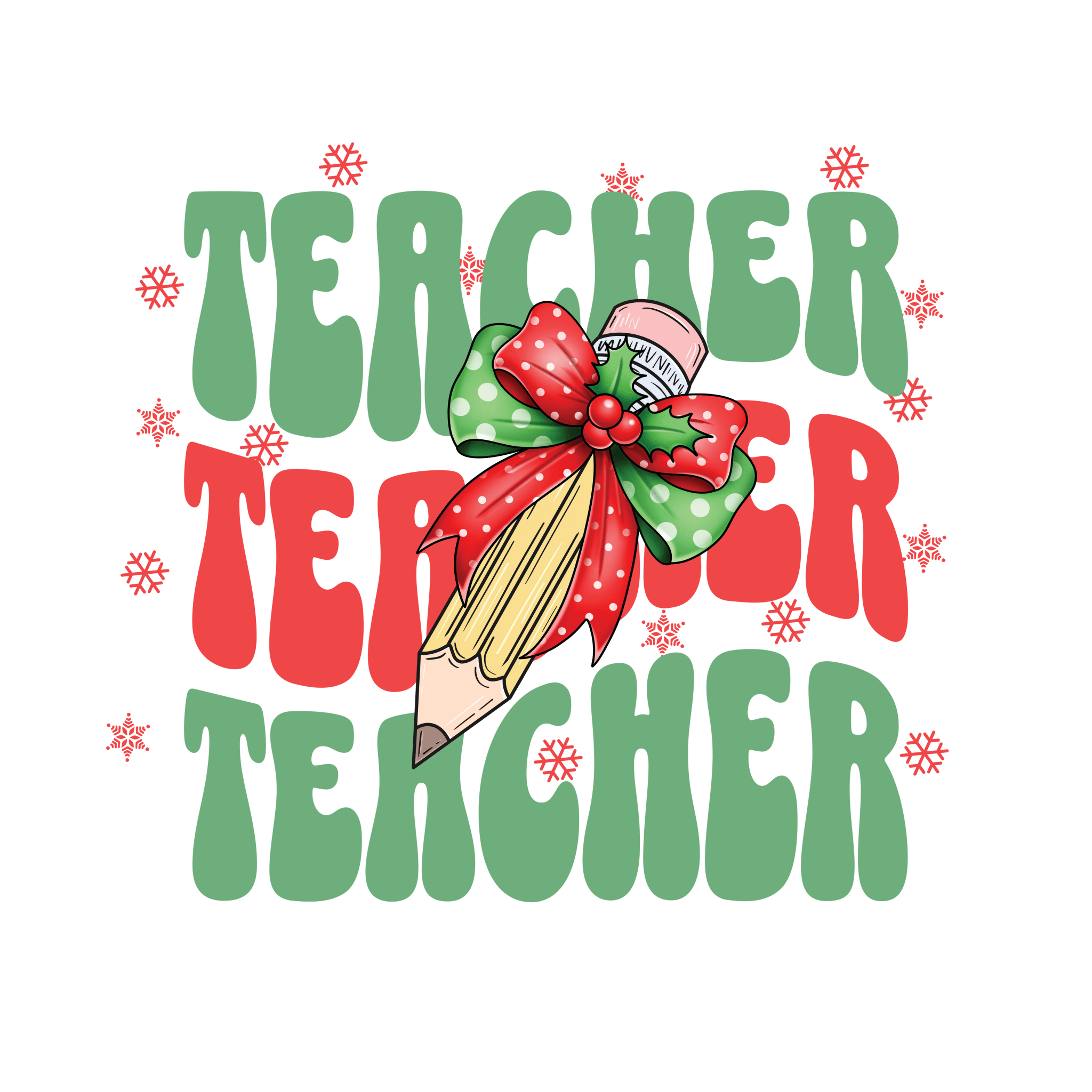 CH9 - Christmas Teacher Pencil DTF Transfer - My Vinyl Craft